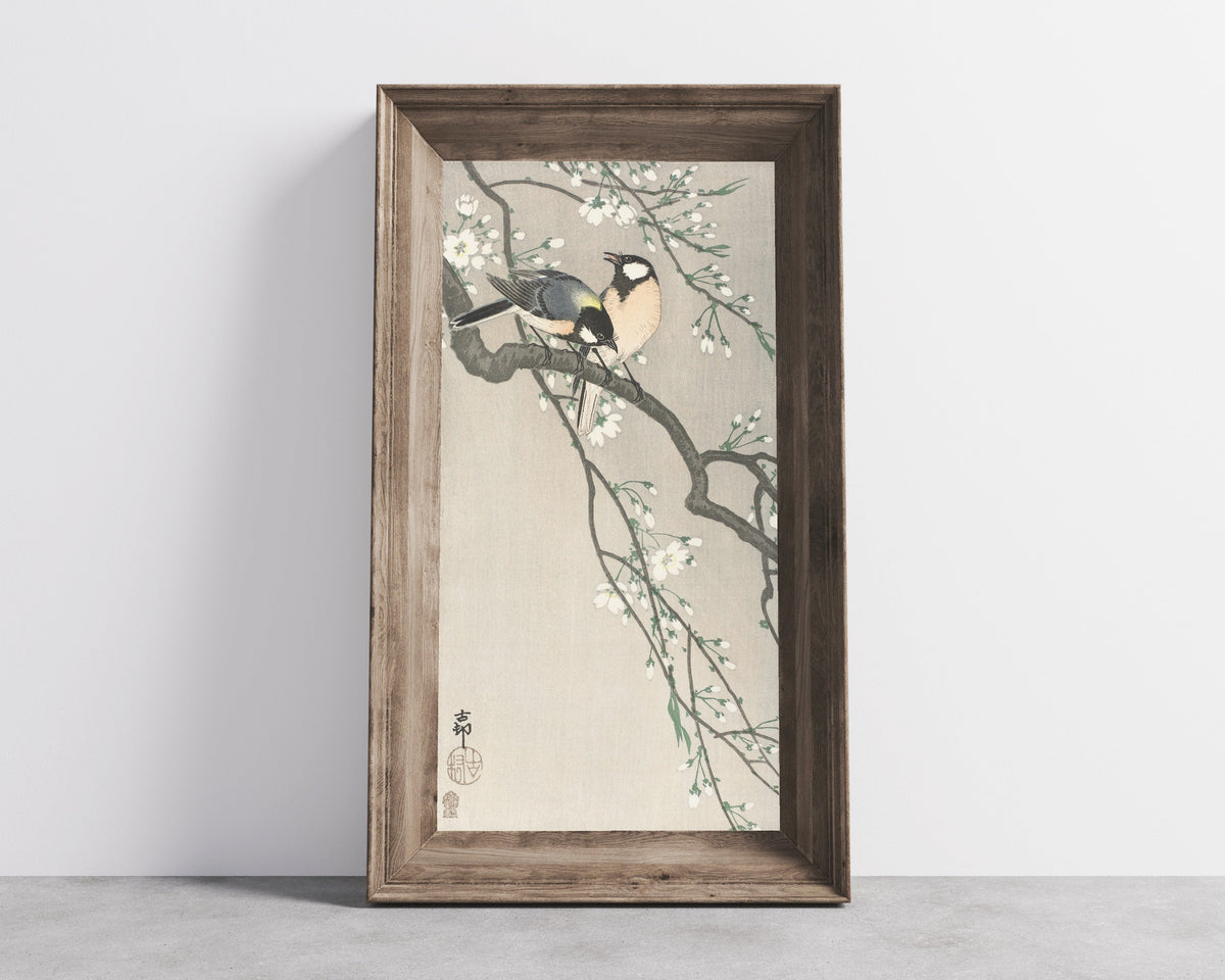 Ohara Koson — Tits on Cherry Branch | Japanese Bird & Flower Woodblock Print - 9ArtPrints