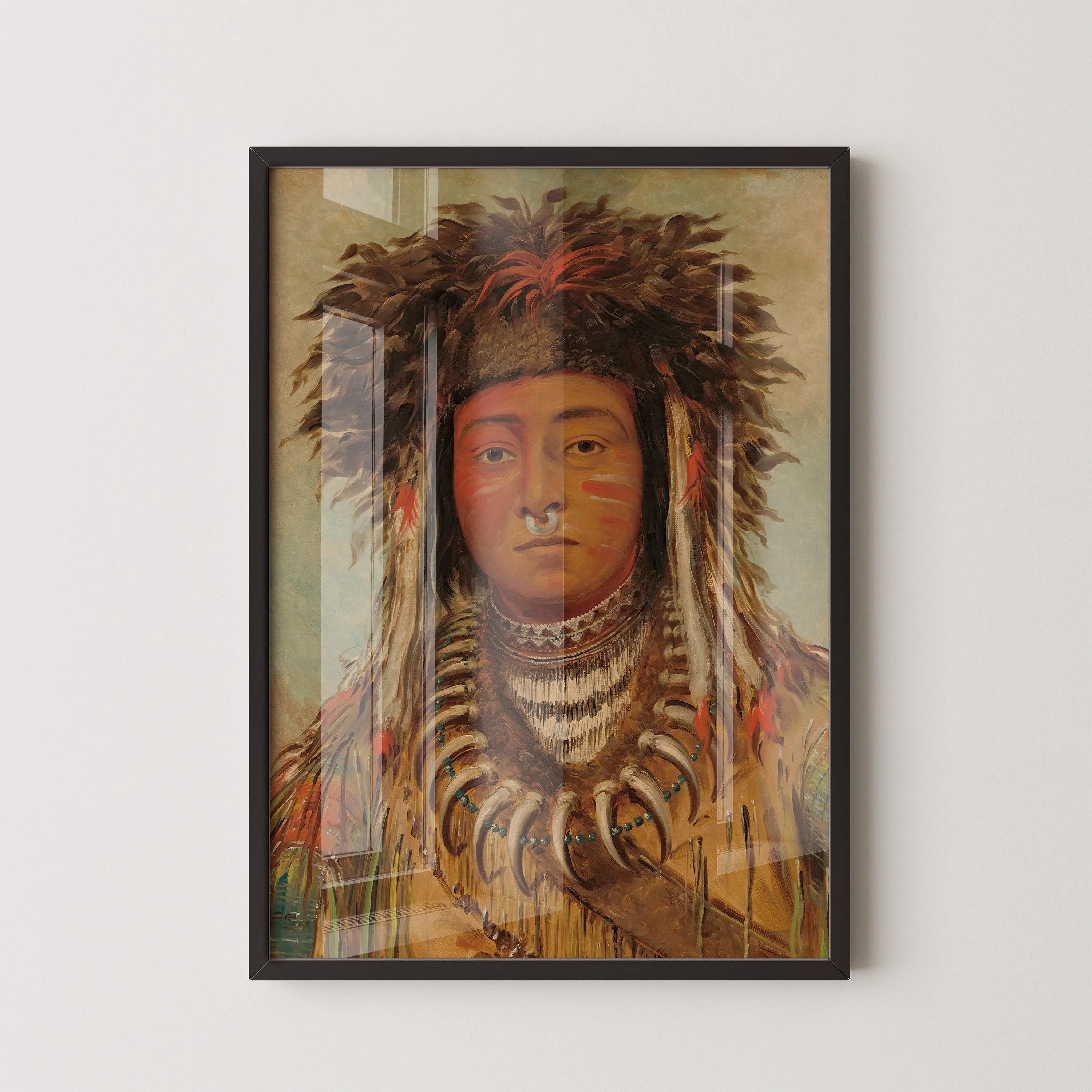 Ojibway Boy Chief Art Print: George Catlin Native American Portrait - 9ArtPrints