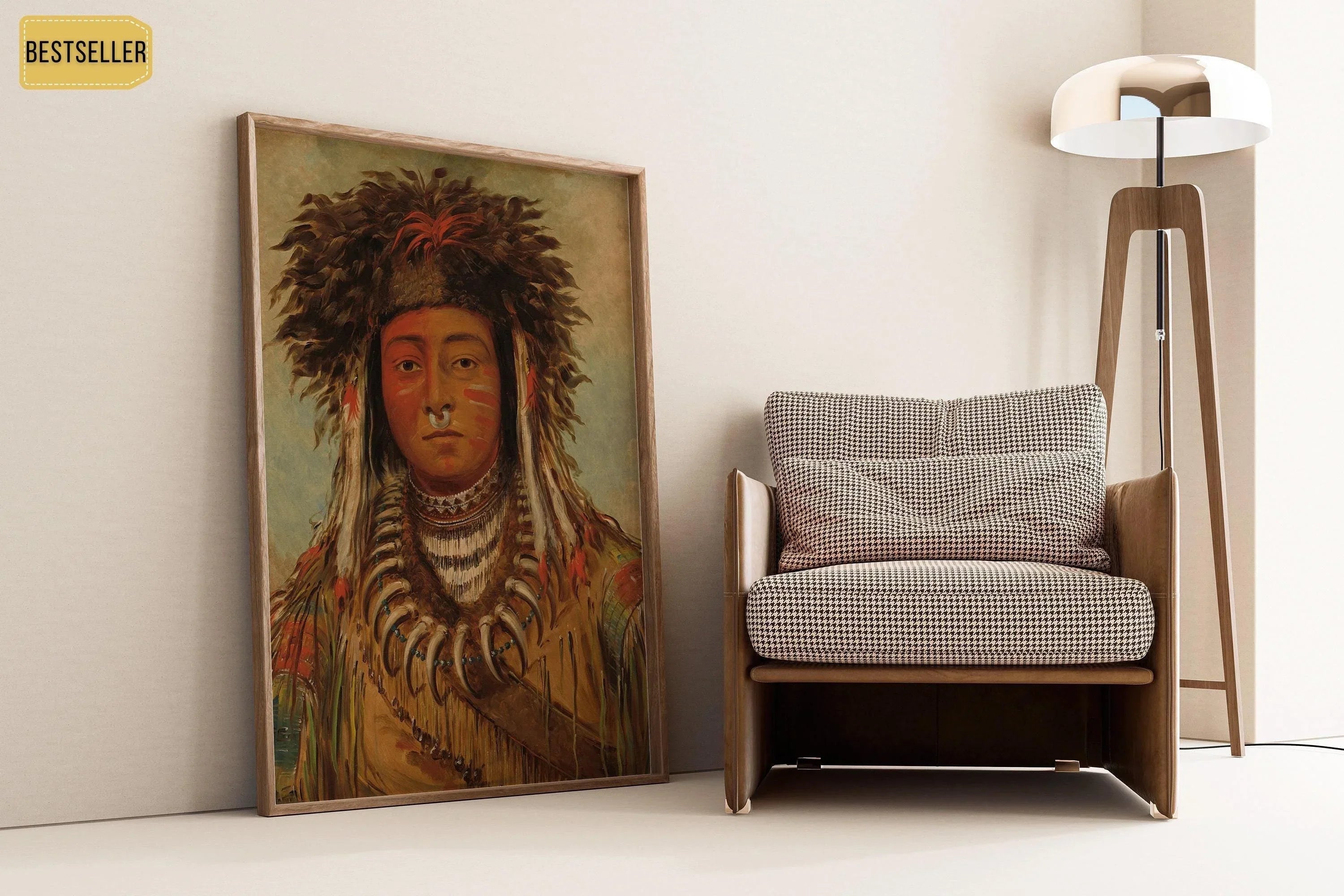 Ojibway Boy Chief Art Print: George Catlin Native American Portrait - 9ArtPrints