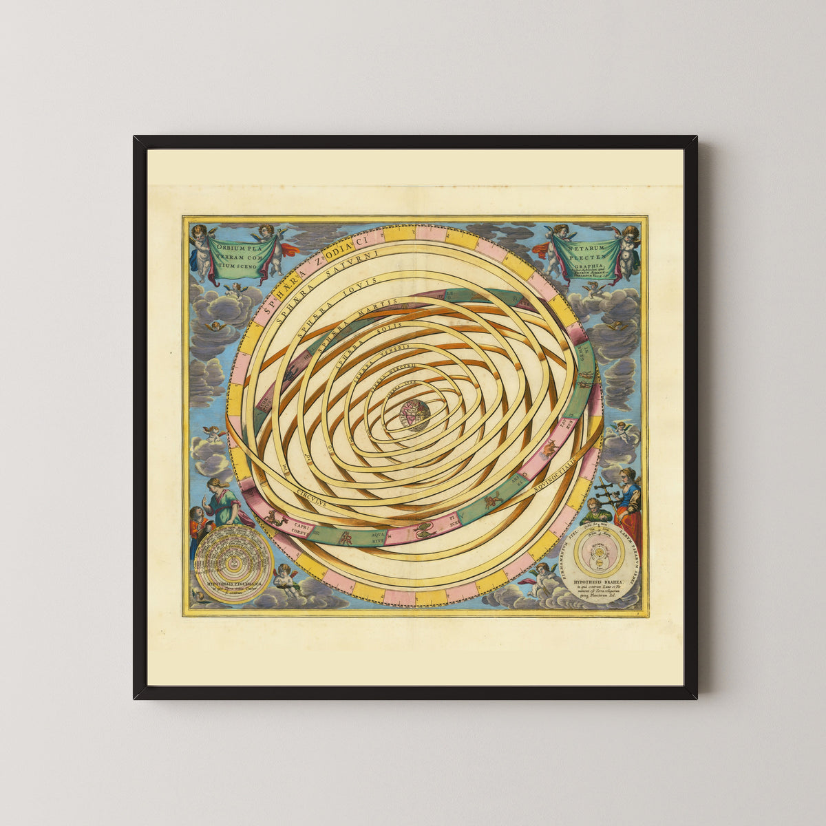 Andreas Cellarius — The Orbits of the Planets Encircling the Earth (Plate 3, Azure Colouring) | Celestial Map Print
