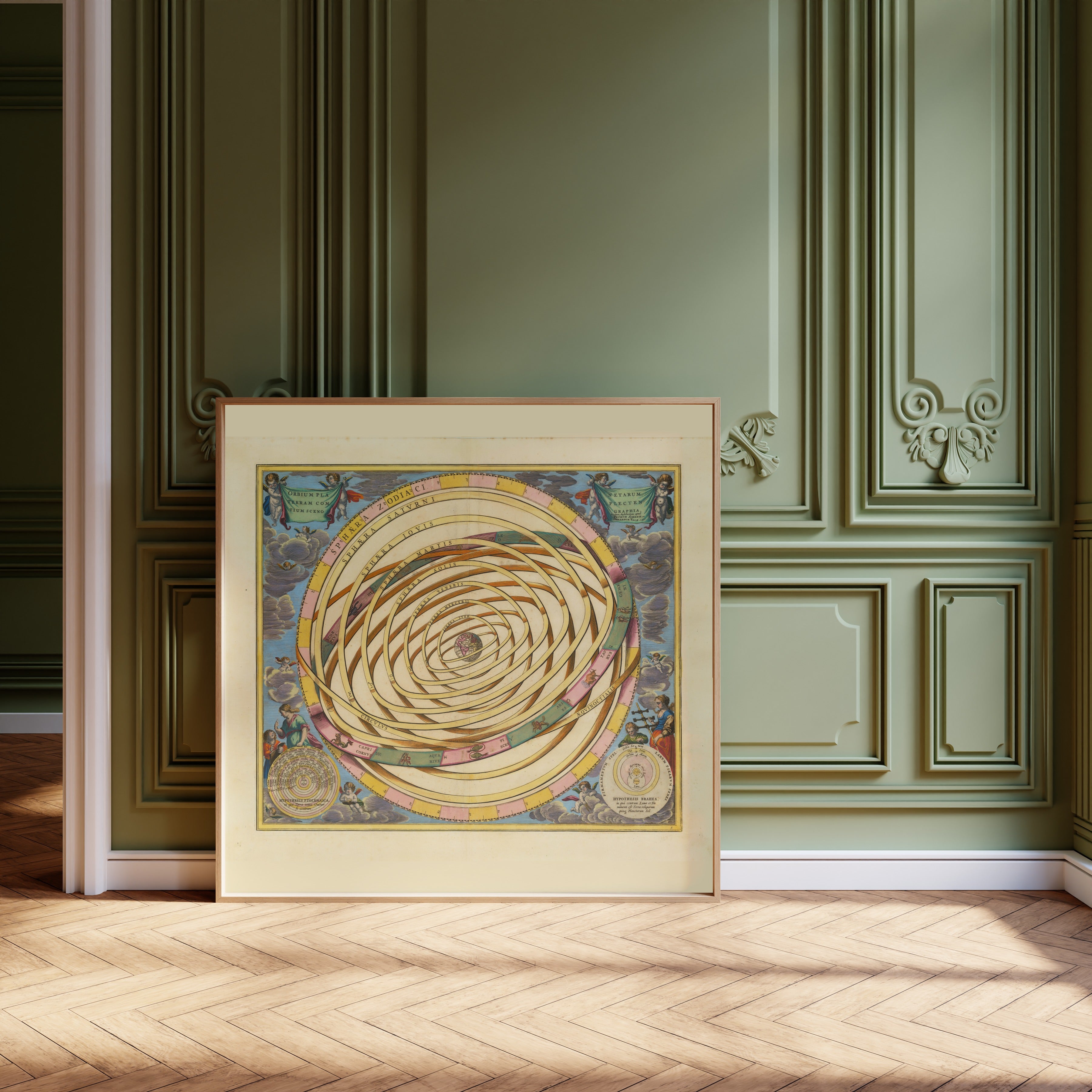Andreas Cellarius — The Orbits of the Planets Encircling the Earth (Plate 3, Azure Colouring) | Celestial Map Print