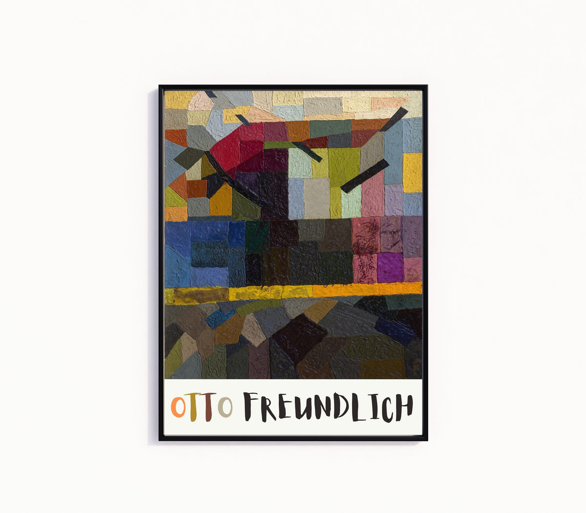 Framed art print of A Tree by Otto Freundlich, in a slim black frame on a plain white wall