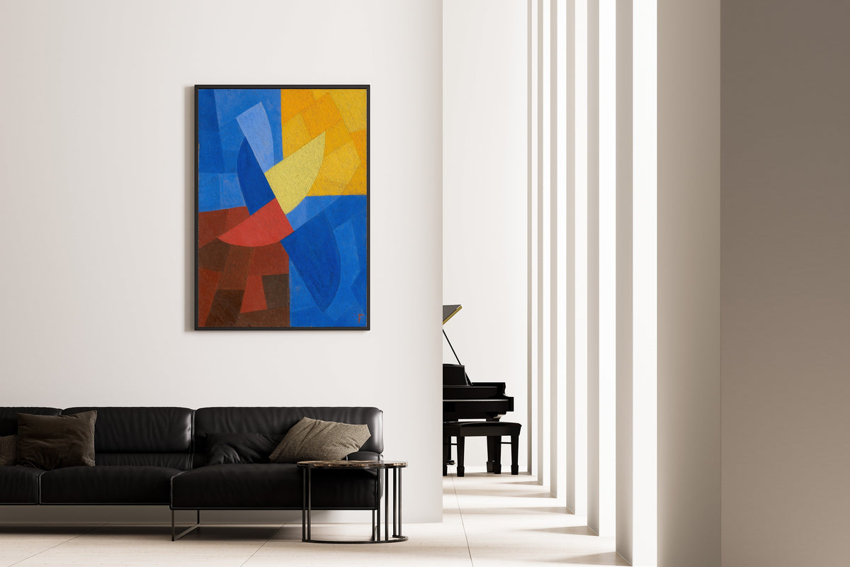 Otto Freundlich — Composition (c. 1932) | Blue & Yellow Abstract Composition Fine Art Print - 9ArtPrints