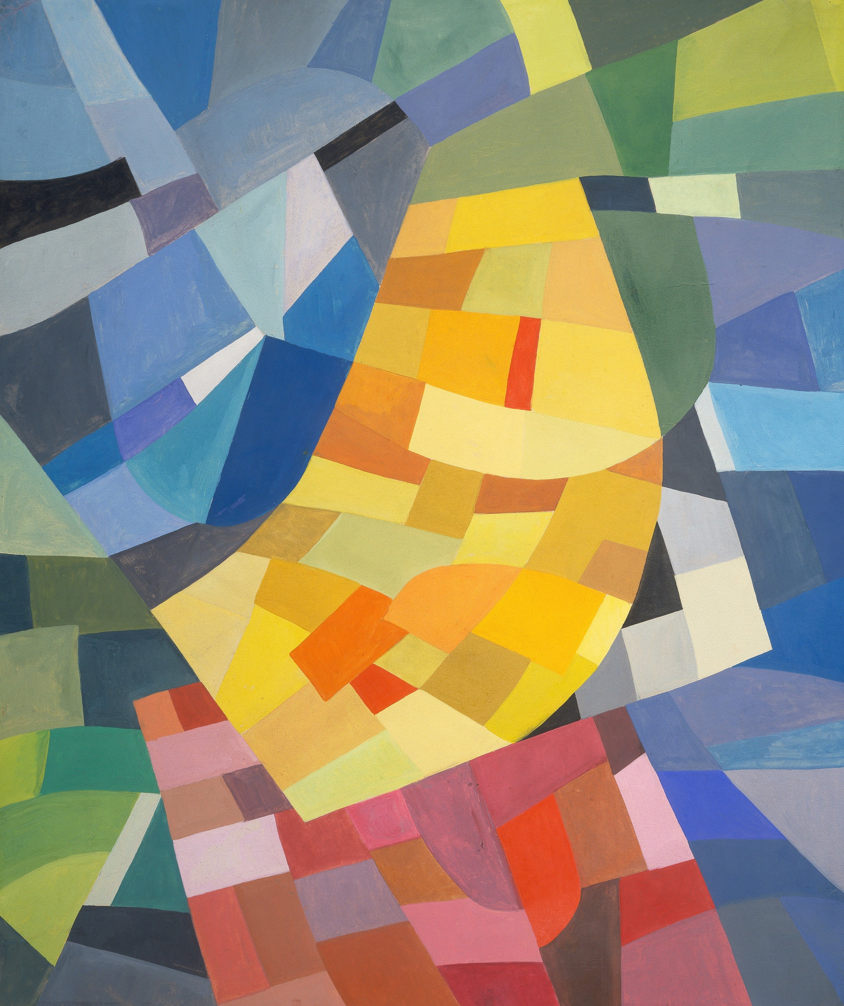 Otto Freundlich — Komposition (1930) | Yellow & Blue Abstract Mosaic Fine Art Print - 9ArtPrints