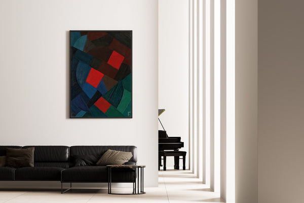 Otto Freundlich — Komposition (1935–1936) | Abstract Mosaic in Red & Navy Fine Art Print