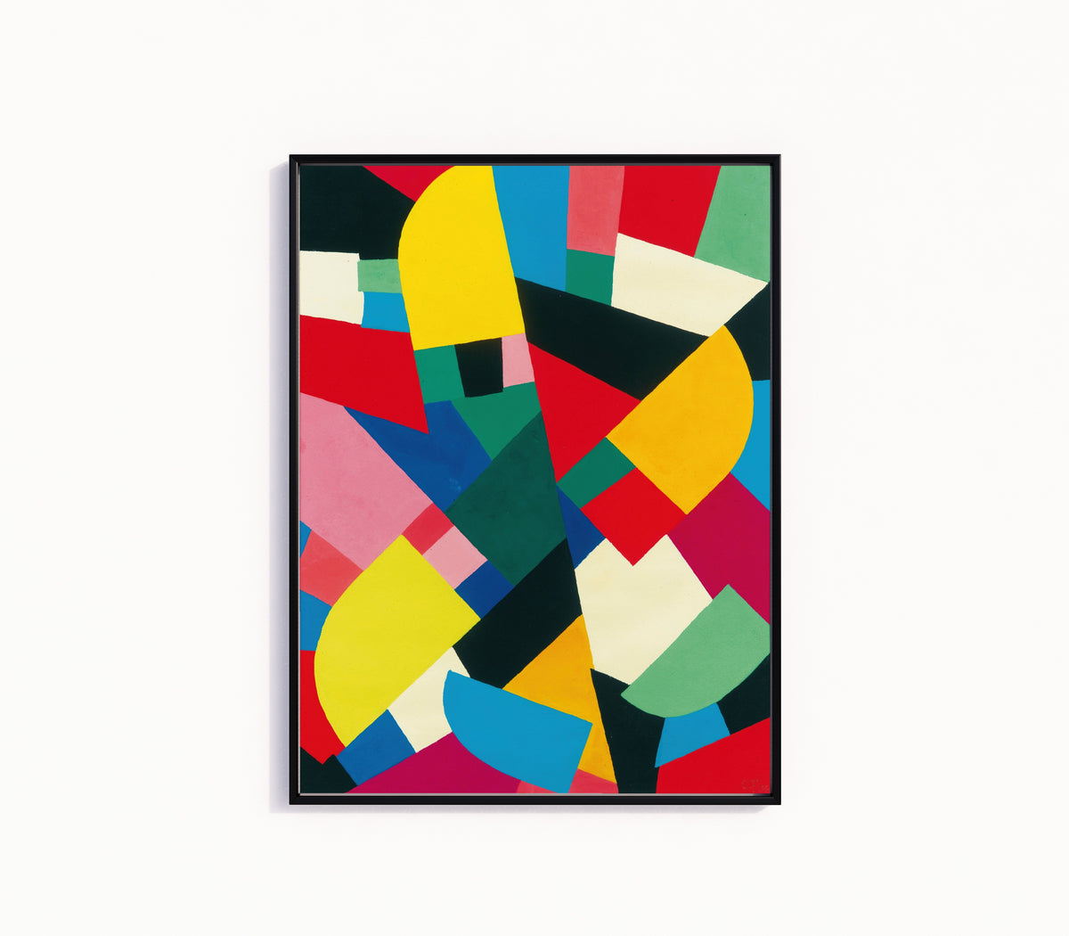 Framed art print of Sans titre (1936) by Otto Freundlich, in a slim black frame on a plain white wall
