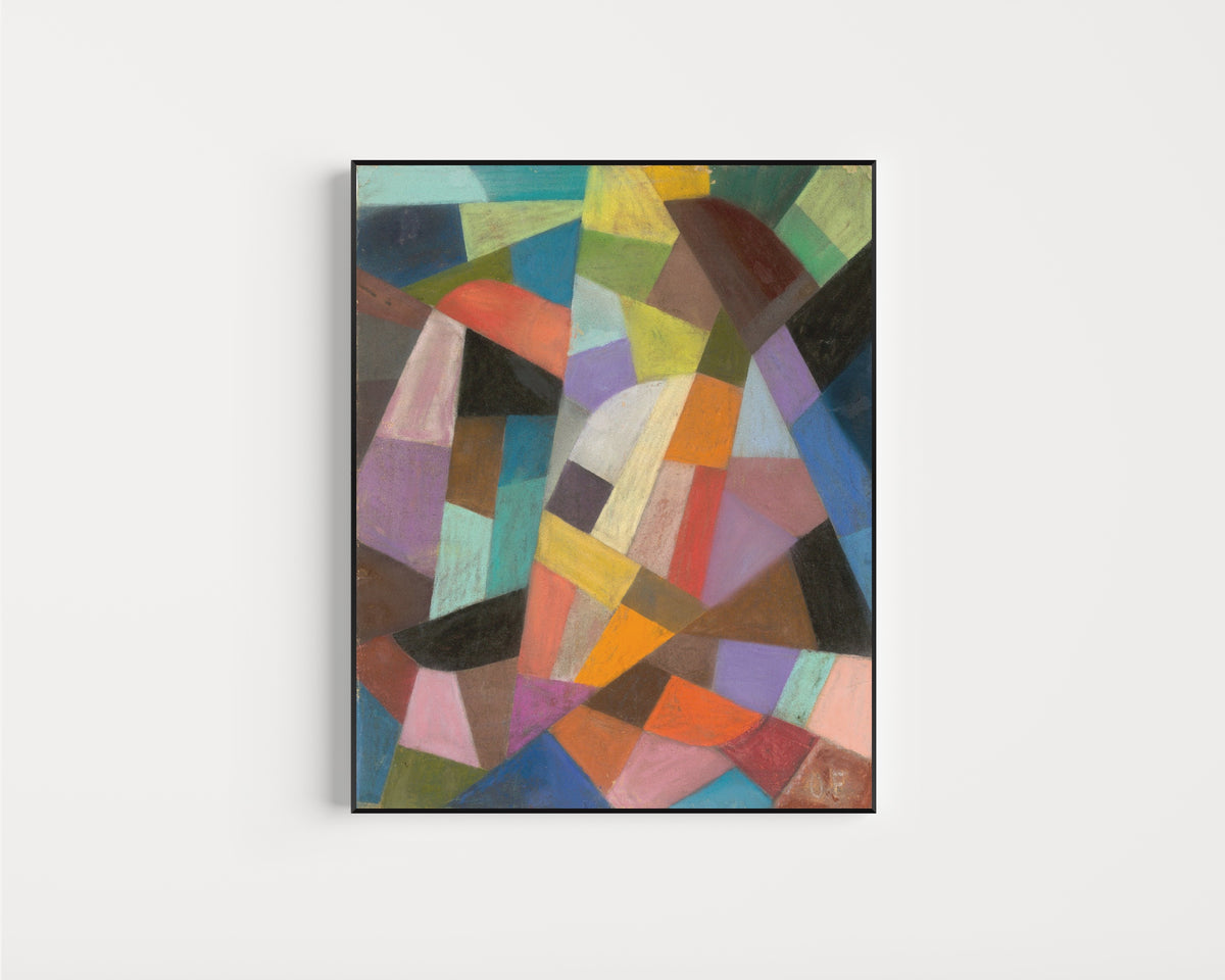 Framed art print of Untitled (1938) by Otto Freundlich, in a slim black frame on a plain white wall