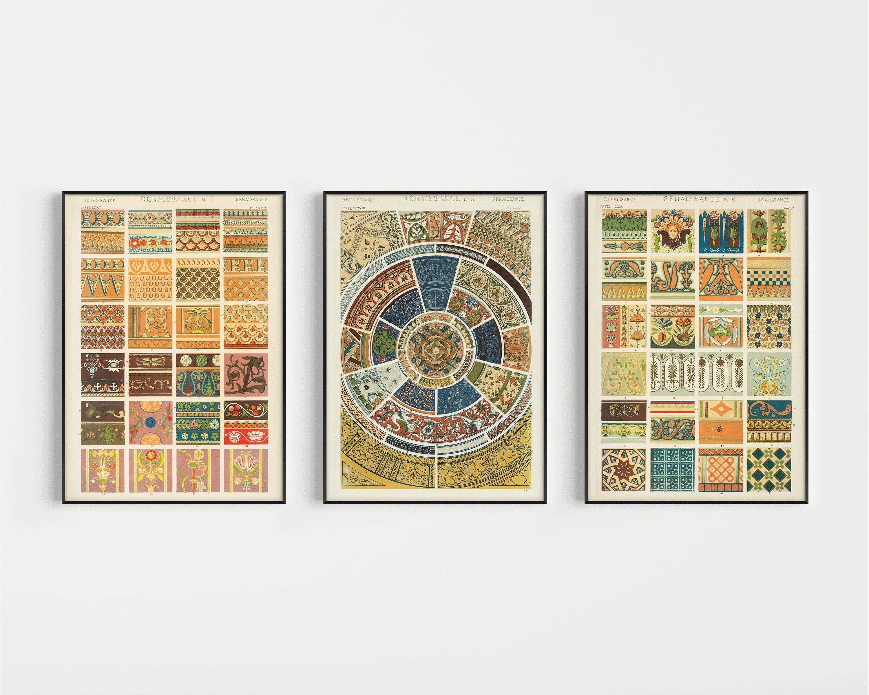 Owen Jones | STATEMENT TRIO | Vintage Pattern Art Available framed or unframed - 9ArtPrints