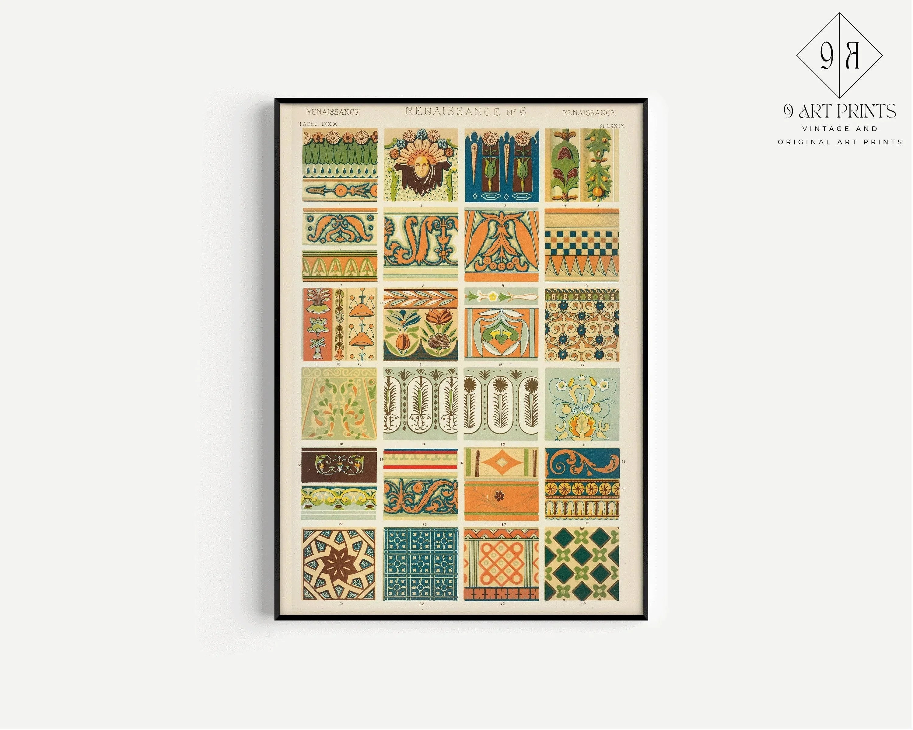 Owen Jones | STATEMENT TRIO | Vintage Pattern Art Available framed or unframed - 9ArtPrints