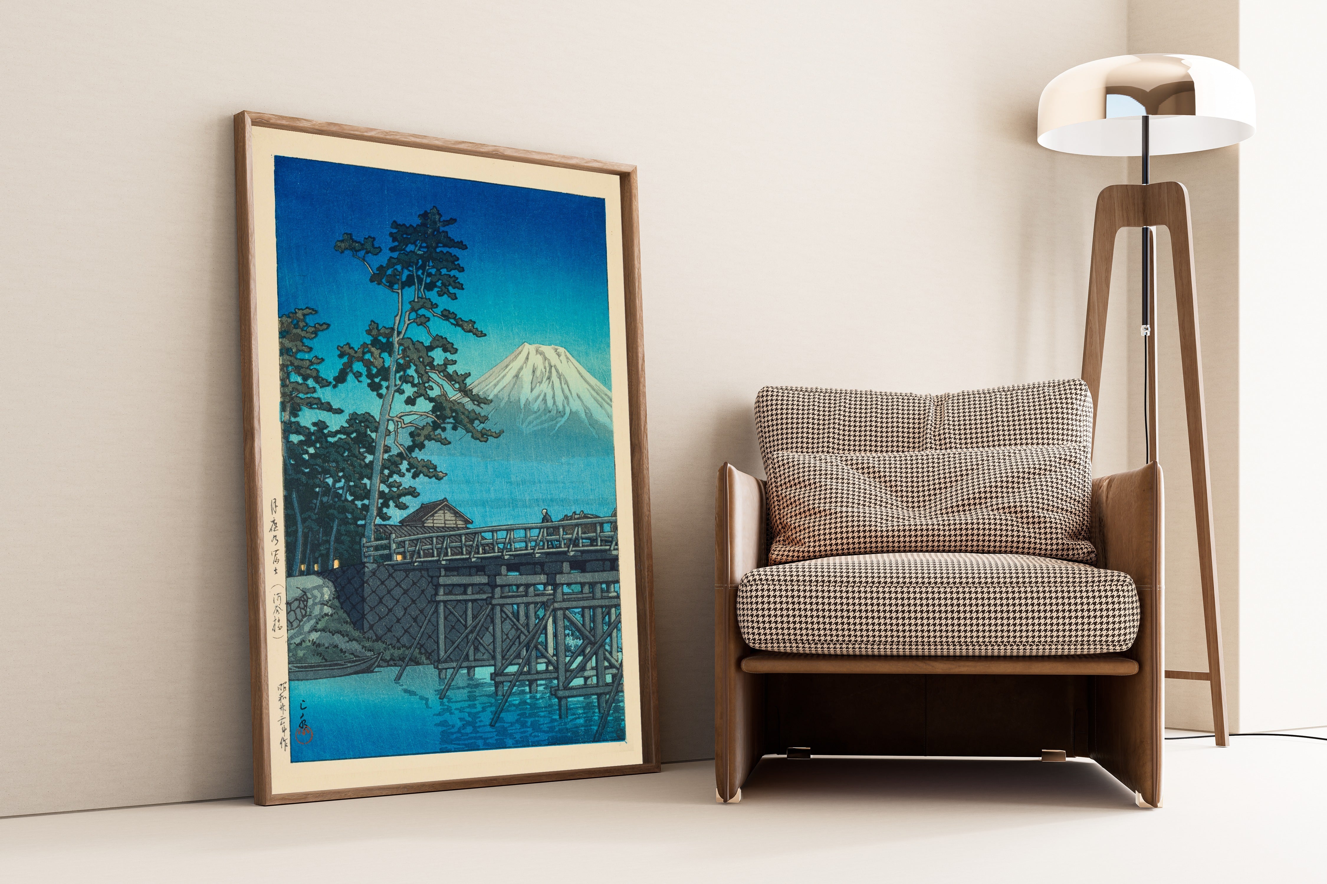 Kawase Hasui — Mount Fuji in Moonlight, Kawai Bridge | Japanese Woodblock Print (Shin Hanga)