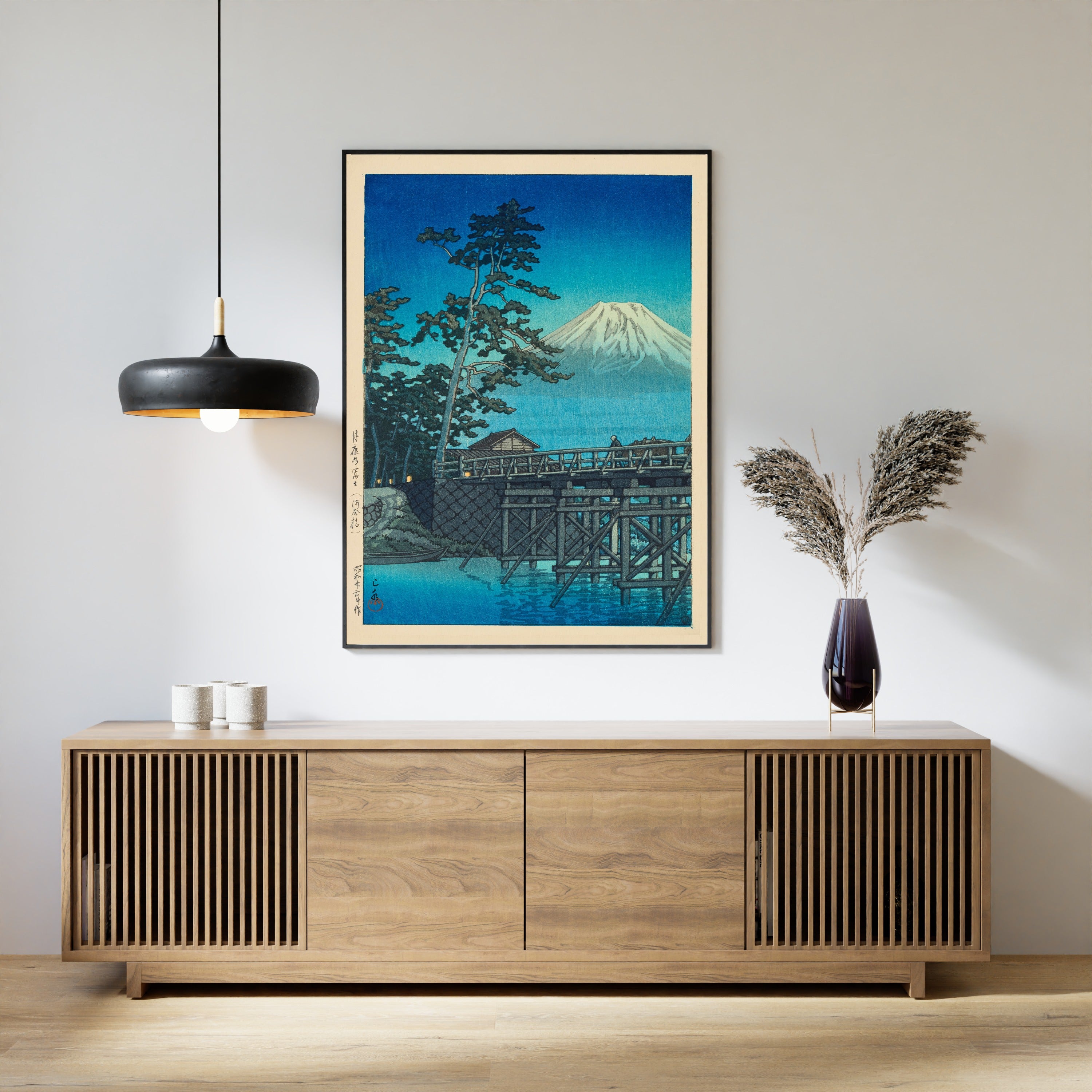 Kawase Hasui — Mount Fuji in Moonlight, Kawai Bridge | Japanese Woodblock Print (Shin Hanga)