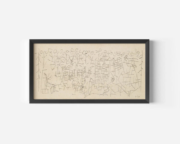 Paul Klee 'About the Town' Print: Beige Abstract Panoramic Sketch Art (2x1)
