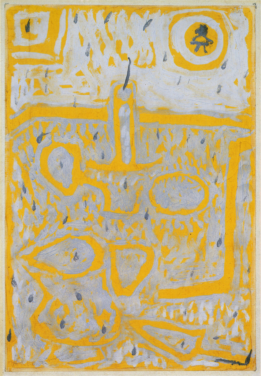 Paul Klee — Candlestand | Bauhaus Fine Art Print shown to scale on a wall above a sofa