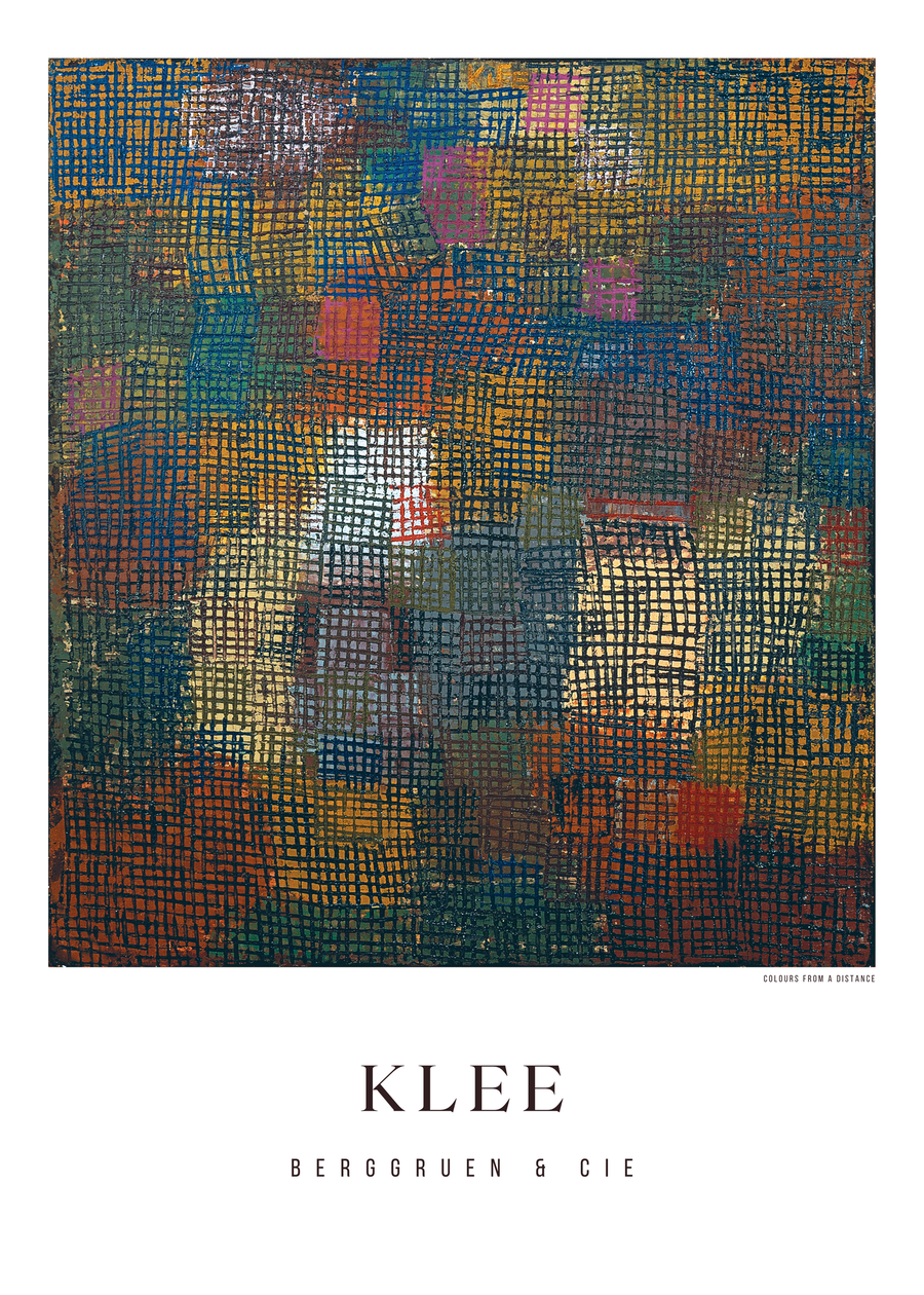Paul Klee — Colours from a Distance | Abstract Colour Field Print shown to scale on a wall above a sofa