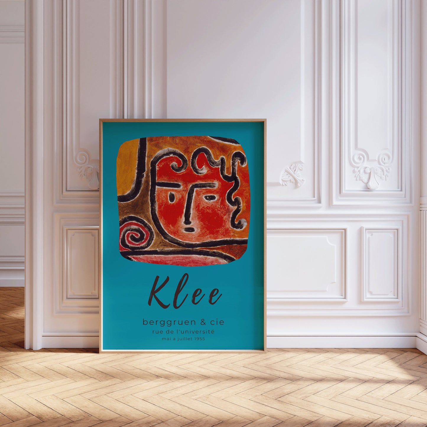 Paul Klee - Hot Blooded Girl | Modern Art Exhibition Poster in Orange and Blue (available framed or unframed) - 9ArtPrints