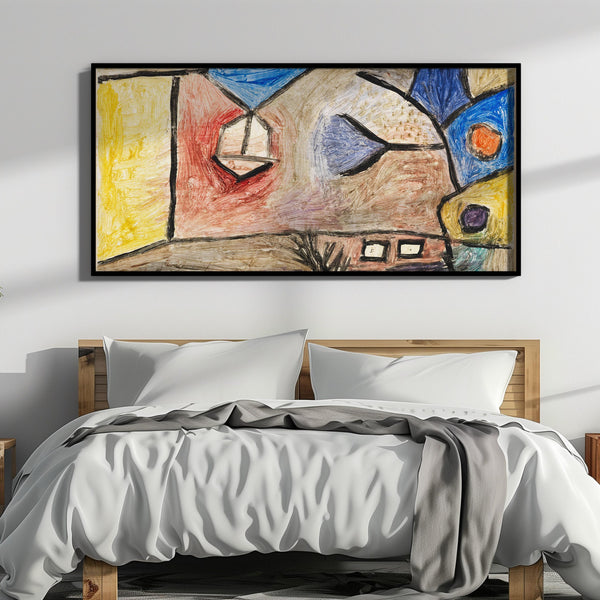 Paul Klee - Landscape BL | Modern Abstract Wide Panoramic Art (available handframed or unframed) 2x1
