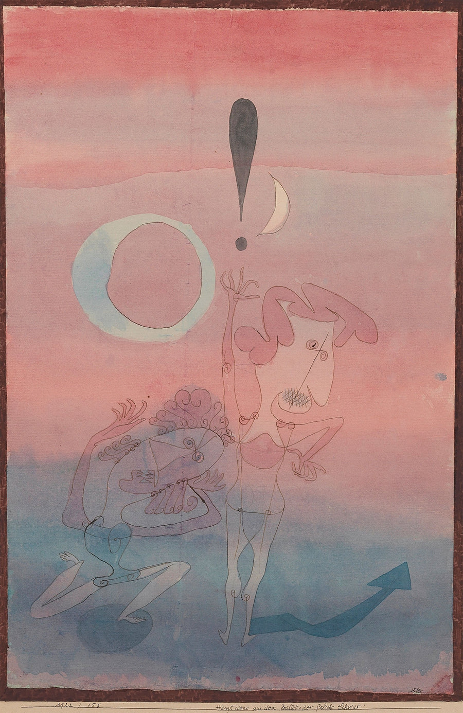 Paul Klee — Main Scene from the Ballet The False Oath | Bauhaus Fine Art Print shown to scale on a wall above a sofa