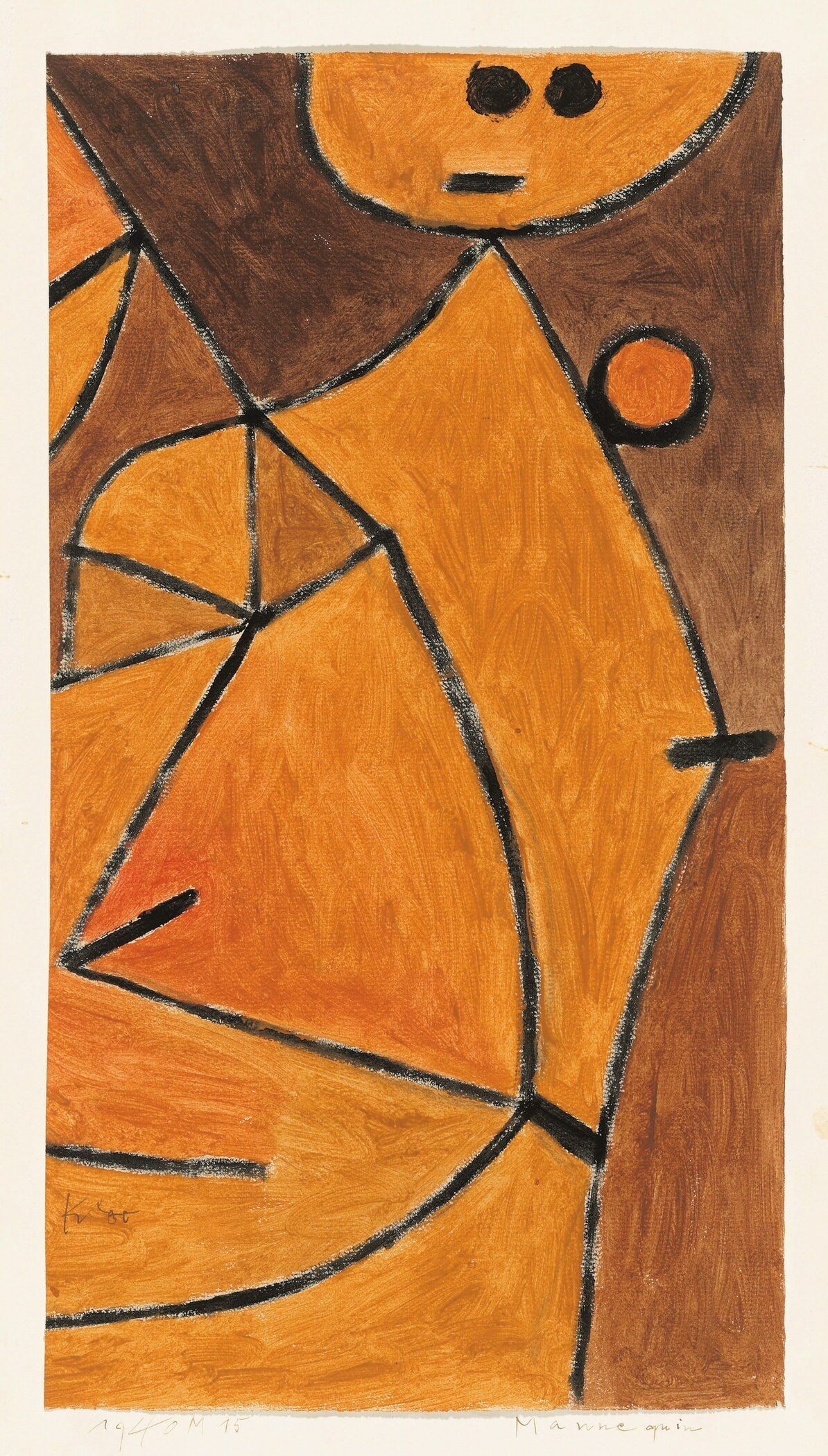 Paul Klee - Mannequin | Vintage Narrow Vertical Mid-century Modern Abstract Art (available handframed or unframed) 2x1 - 9ArtPrints