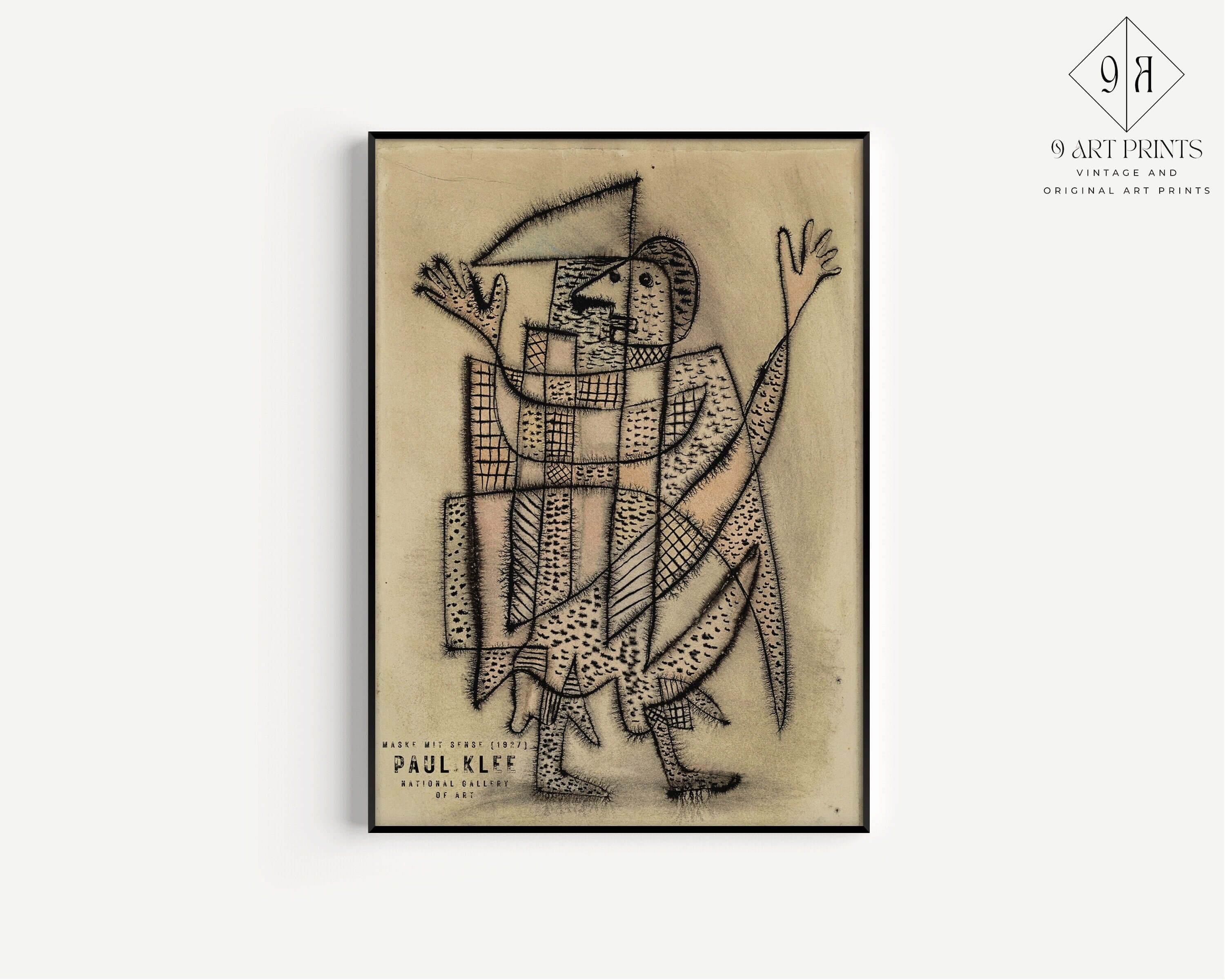 Paul Klee - Maske Mit Sense | Modern Neutral Art Exhibition Poster (available framed or unframed) - 9ArtPrints