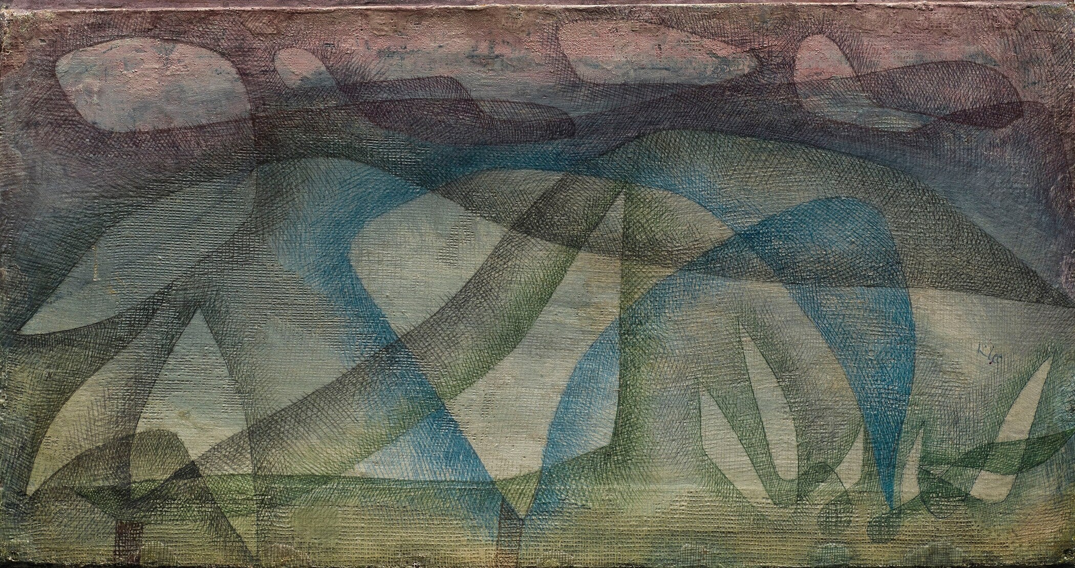 Paul Klee - Rainy Day | Modern Abstract Wide Panoramic Art (available handframed or unframed) 2x1 - 9ArtPrints