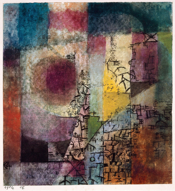 Paul Klee Untitled (1914) Abstract Art Print: Vintage Mid-Century Modern Home Decor