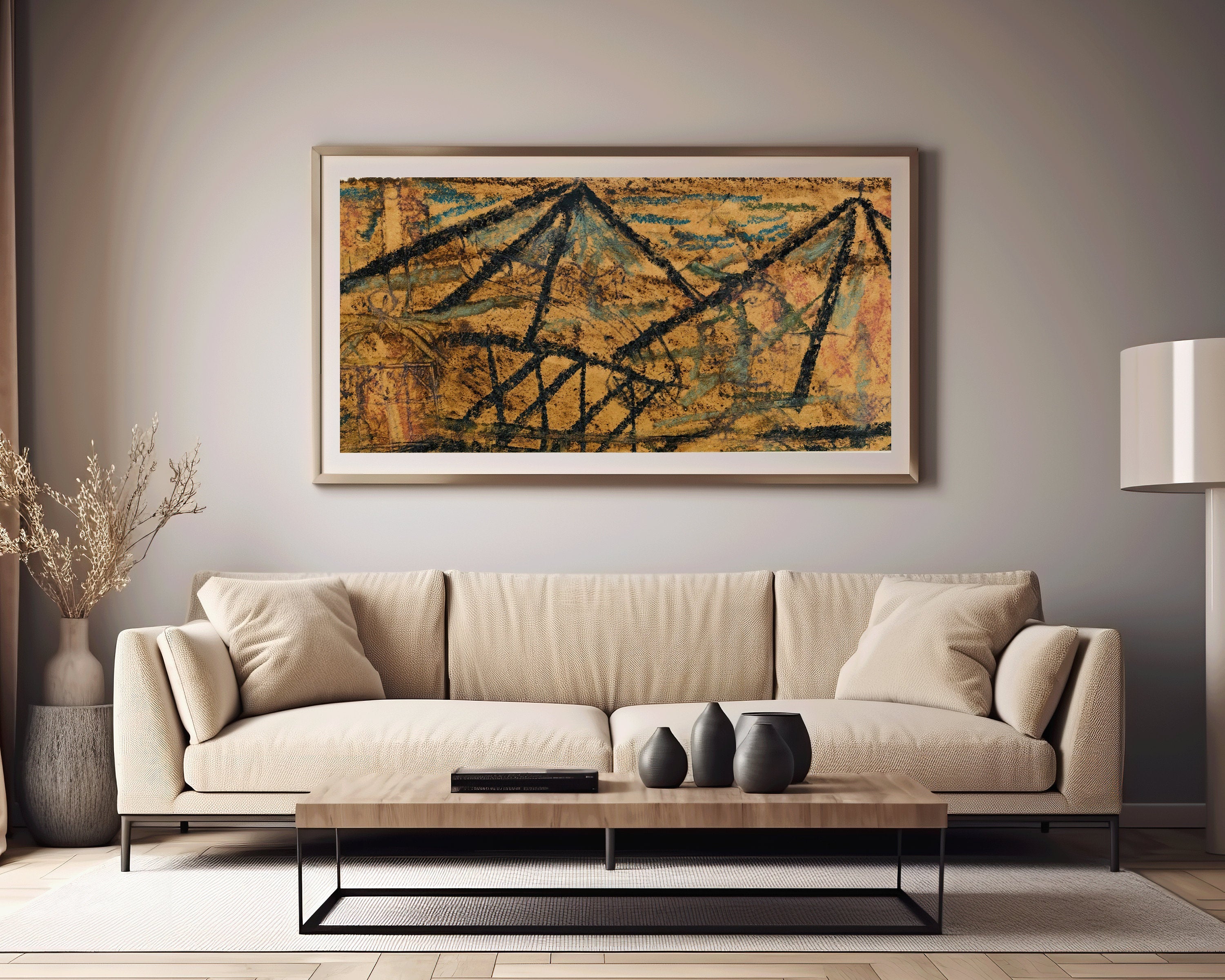 Paul Klee - With the Water Carrier | Modern Abstract Wide Panoramic Art (available framed or unframed) - 9ArtPrints