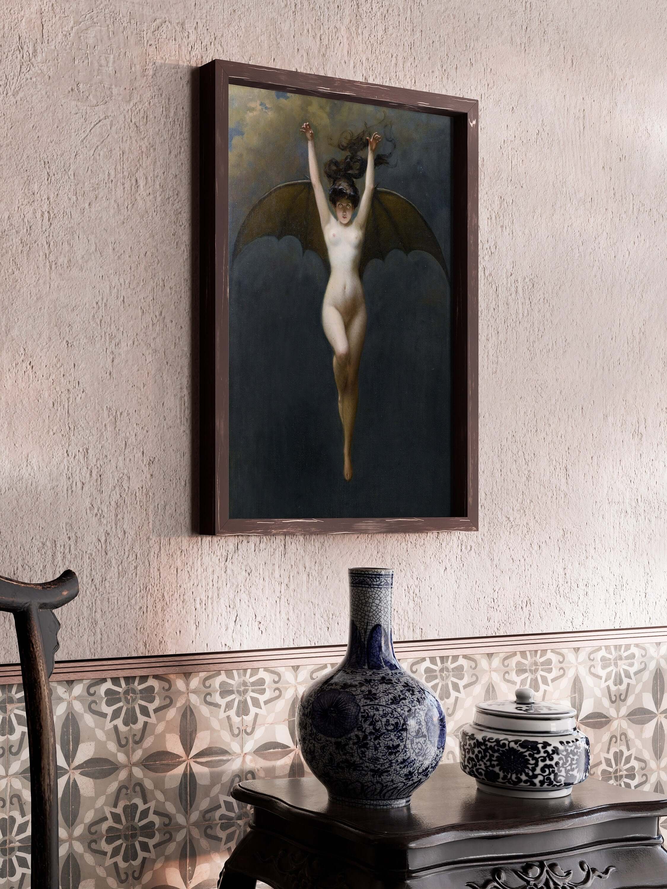 Pénot - The Bat Woman | Famous Dark Gothic Academia Surreal Art (available framed or unframed) - 9ArtPrints