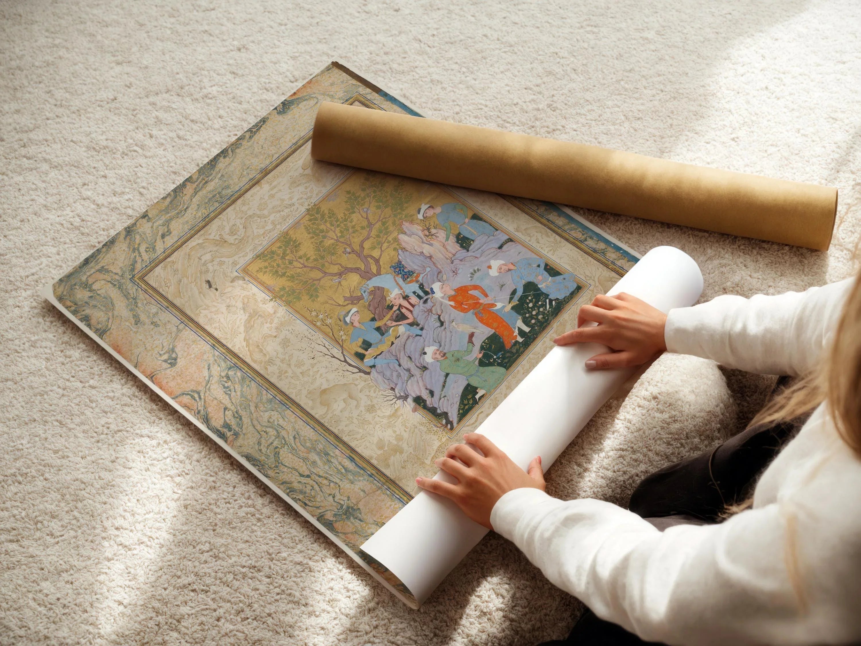 Persian Miniature Art Print: Princely Hawking Party Giclee - 9ArtPrints