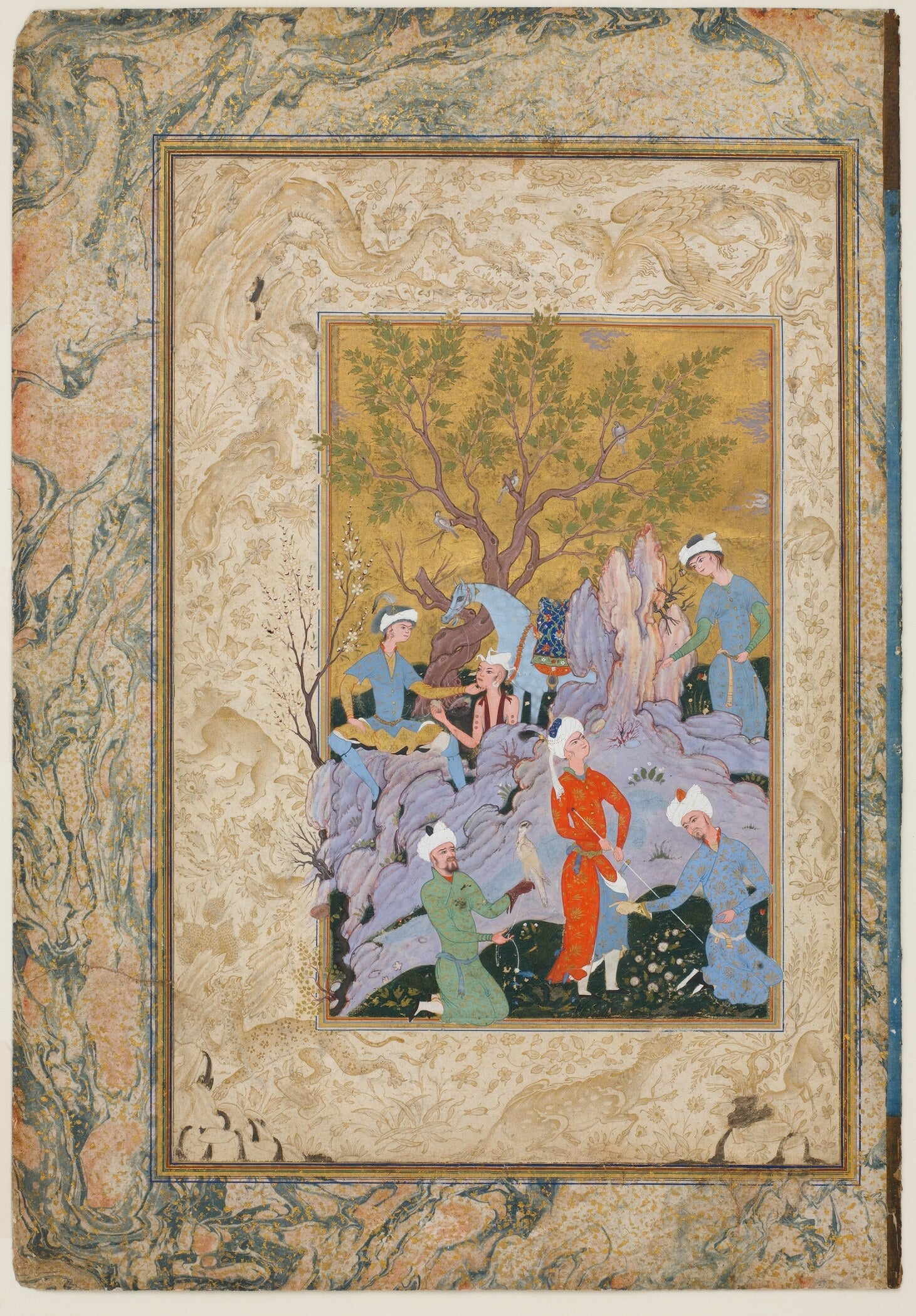 Persian Miniature — Princely Hawking Party | Persian Art Print - 9ArtPrints