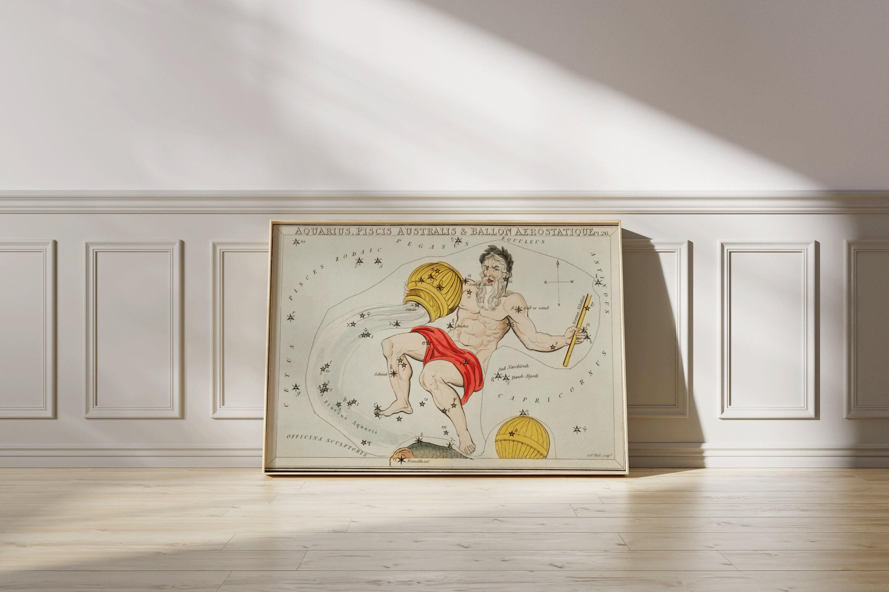 Personalizable Vintage Astrological Sign Print - Aquarius | Sidney Hall Art (available handframed or unframed) - 9ArtPrints