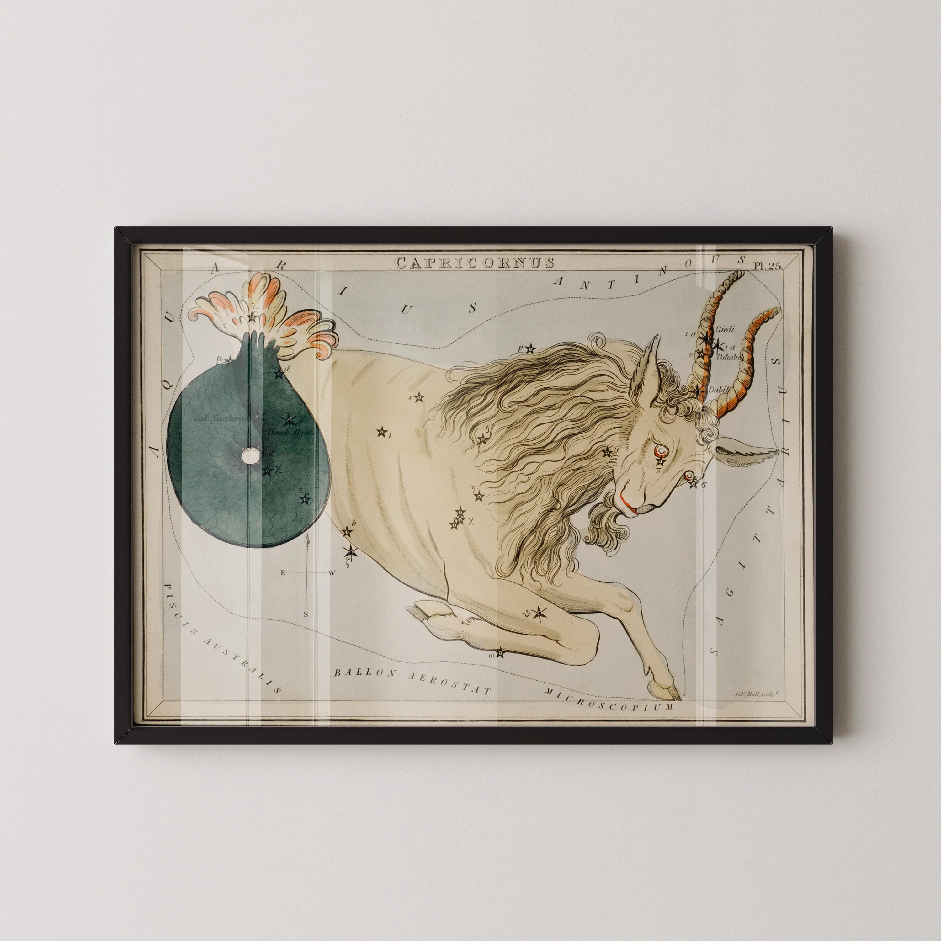 Personalizable Vintage Astrological Sign Print - Capricorn | Sidney Hall Art (available handframed or unframed) - 9ArtPrints