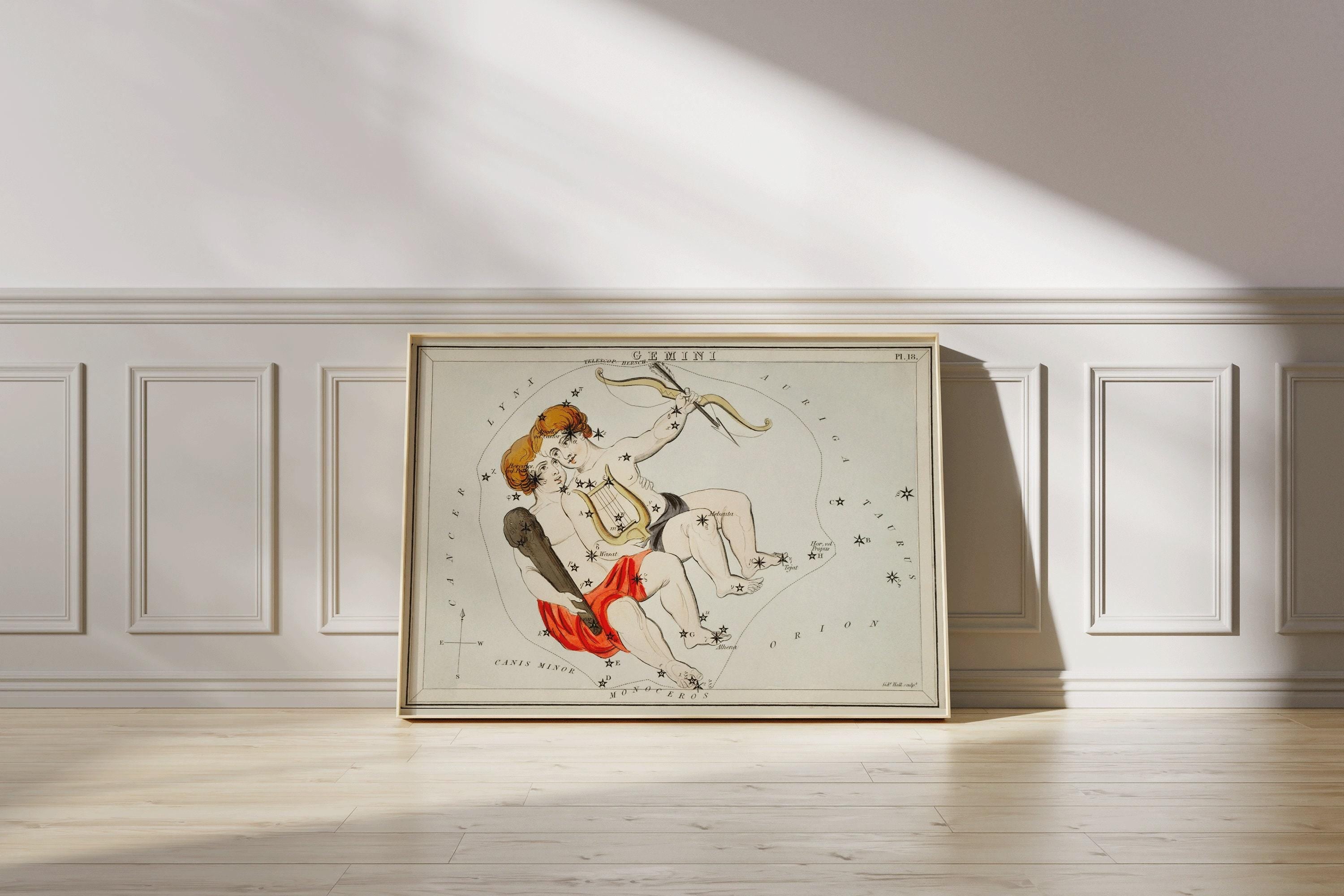 Personalizable Vintage Astrological Sign Print - Gemini | Sidney Hall Art (available handframed or unframed) - 9ArtPrints
