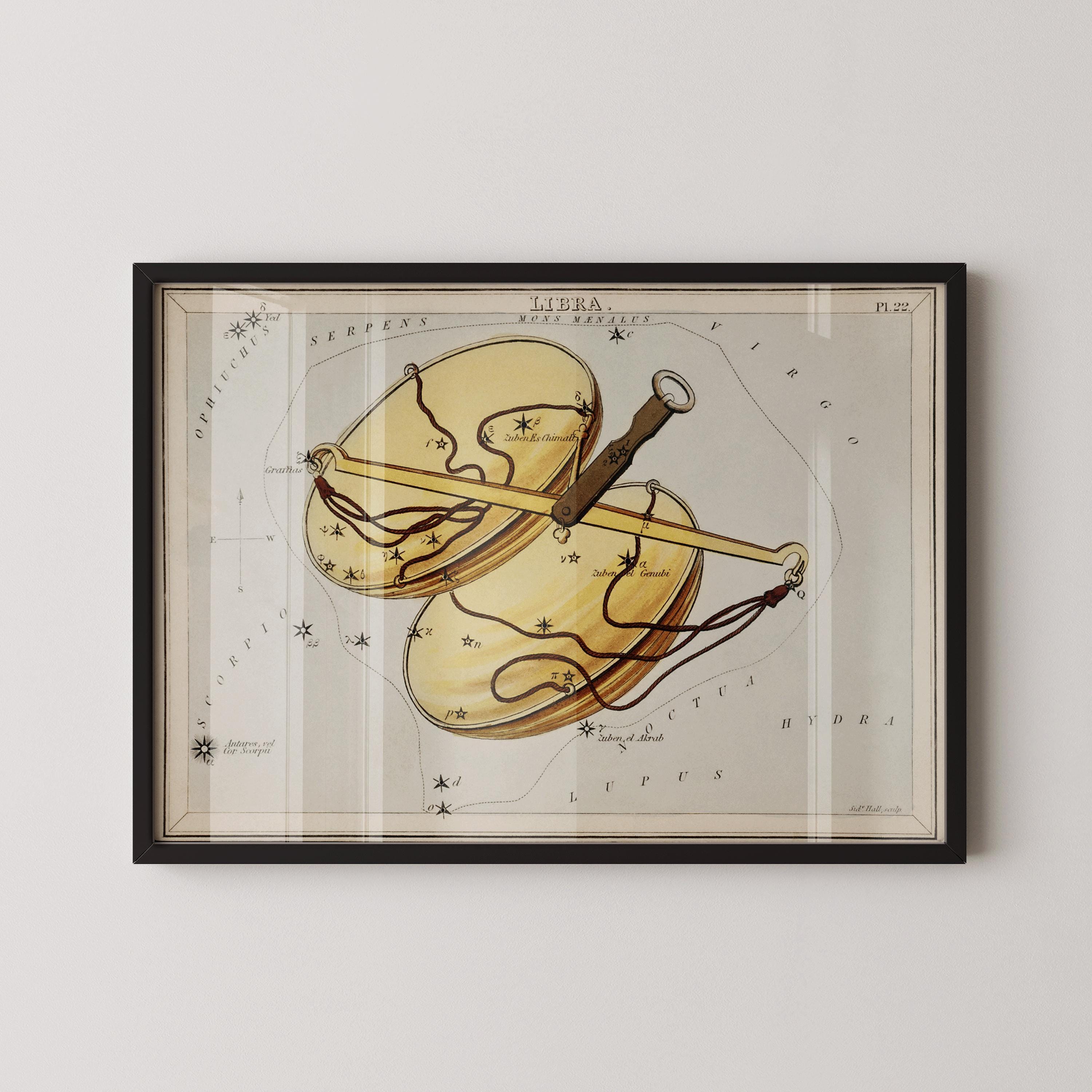 Personalizable Vintage Astrological Sign Print - Libra | Sidney Hall Art (available handframed or unframed) - 9ArtPrints