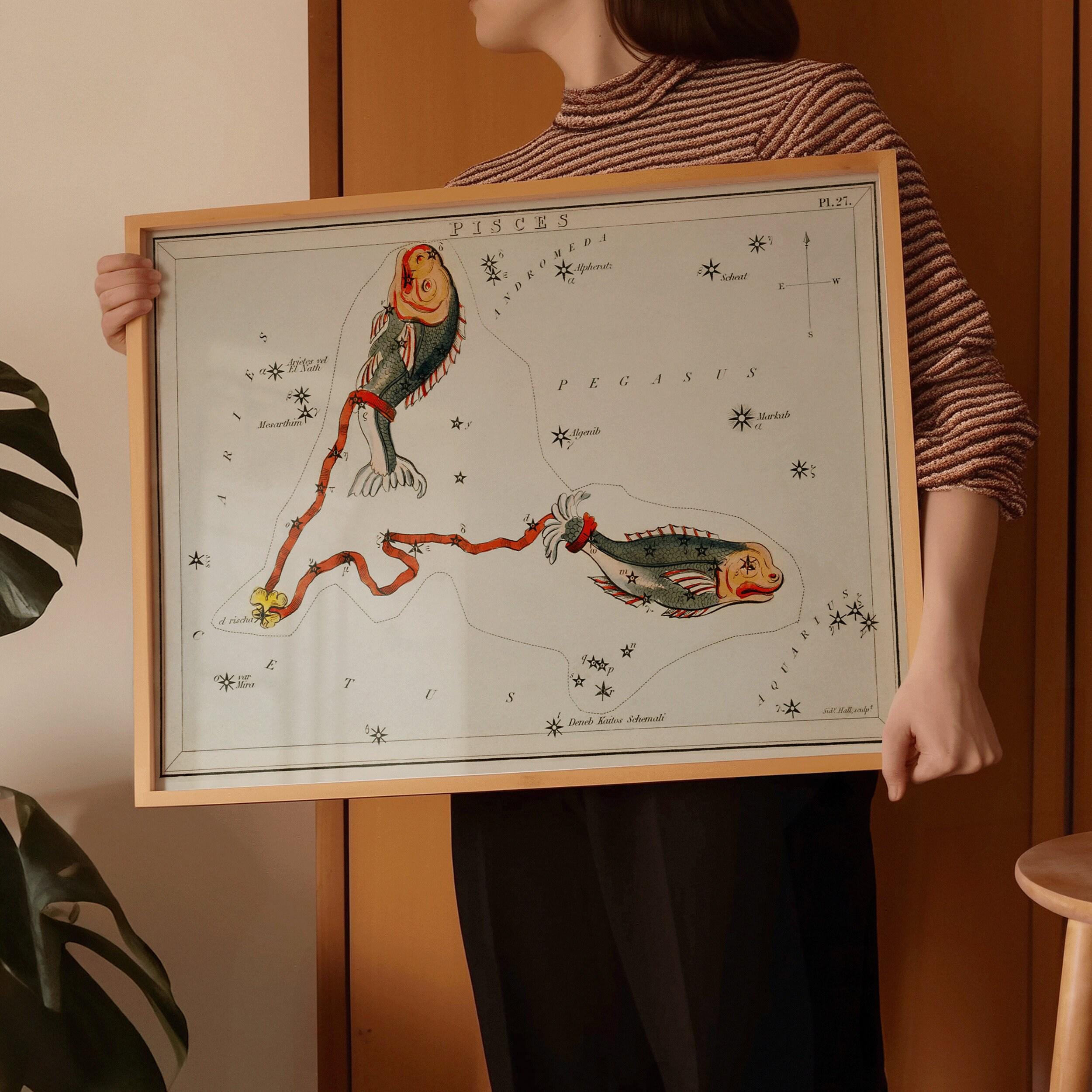 Personalizable Vintage Astrological Sign Print - Pisces | Sidney Hall Art (available handframed or unframed) - 9ArtPrints