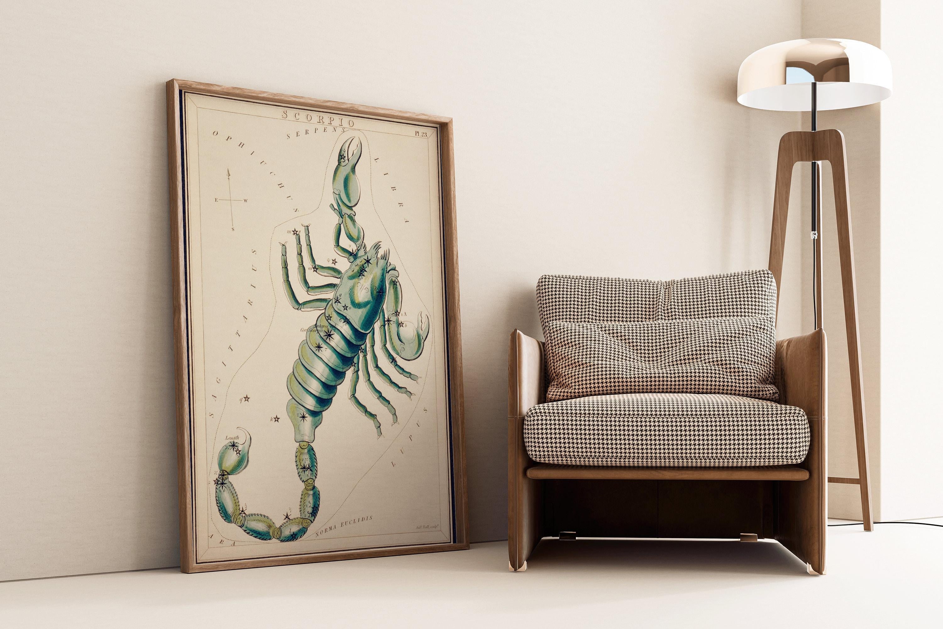 Personalizable Vintage Astrological Sign Print - Scorpio | Sidney Hall Art (available handframed or unframed) - 9ArtPrints