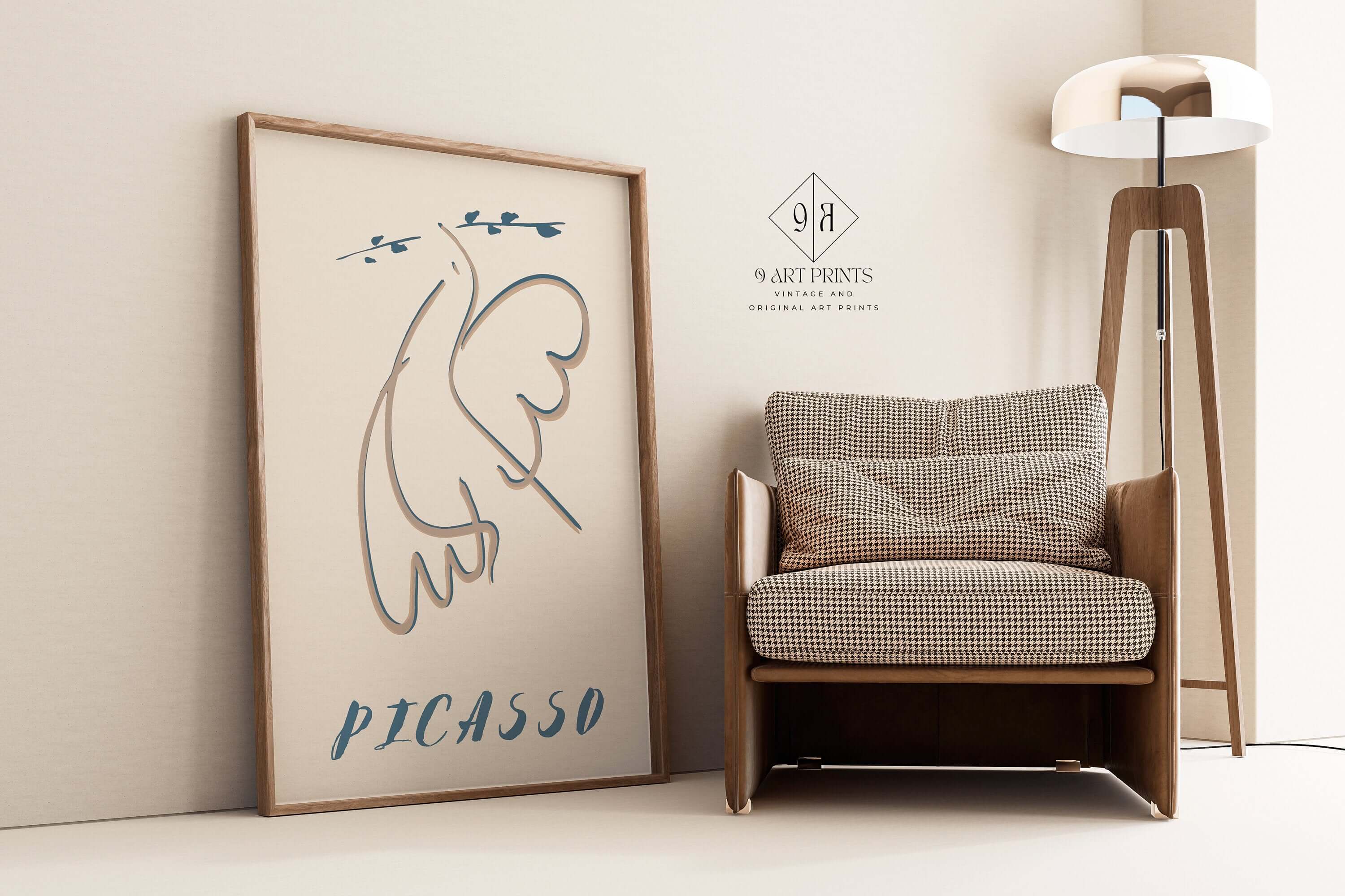 PICASSO - Peace Dove | Famous Neutral Sketch Art (available framed or unframed) - 9ArtPrints