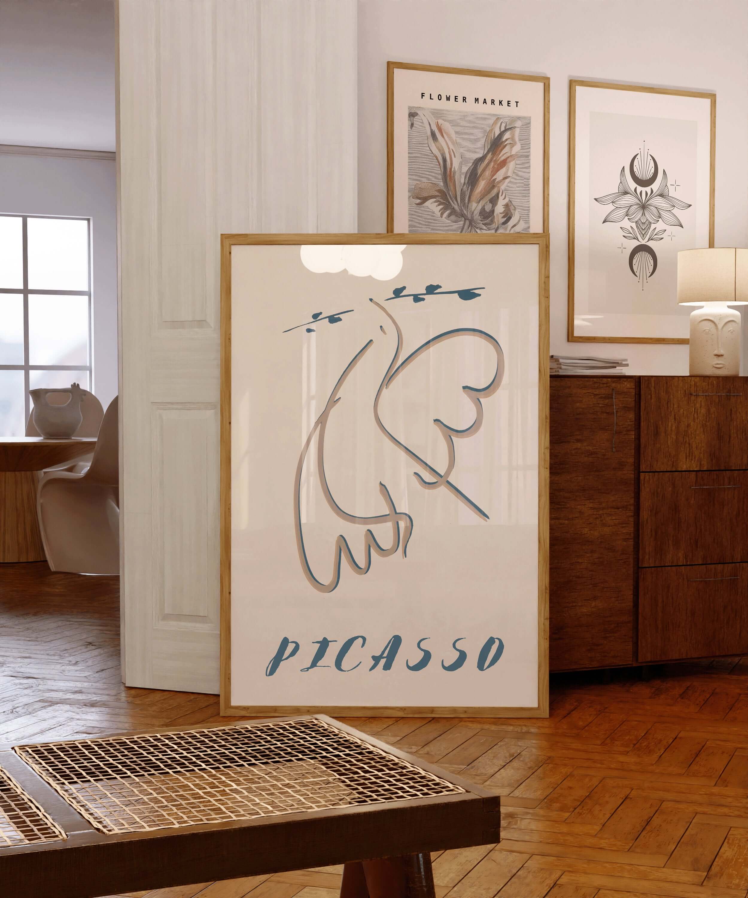 PICASSO - Peace Dove | Famous Neutral Sketch Art (available framed or unframed) - 9ArtPrints