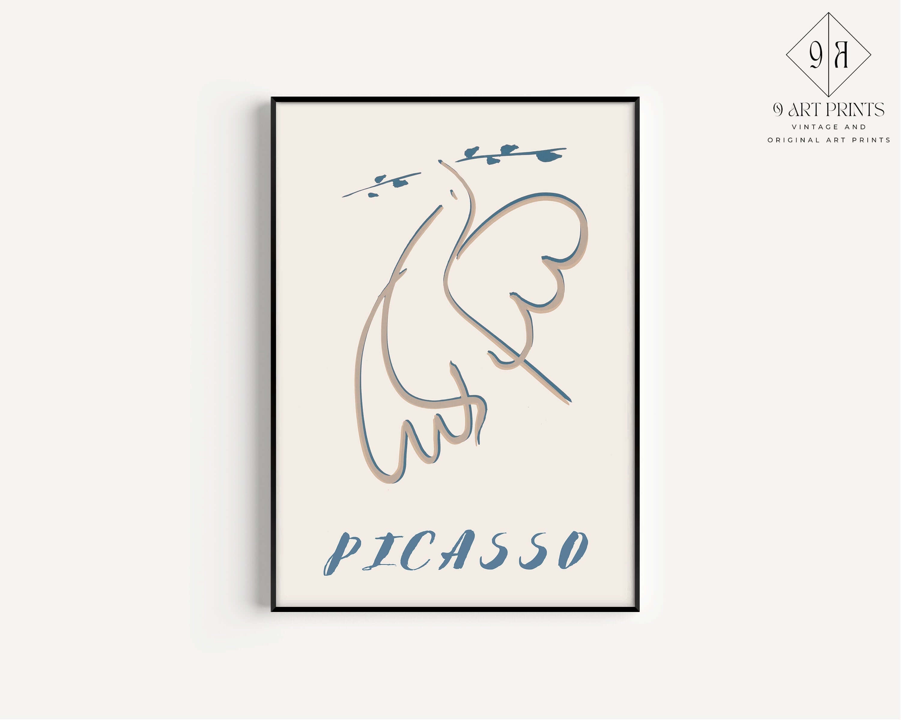 PICASSO - Peace Dove | Famous Neutral Sketch Art (available framed or unframed) - 9ArtPrints