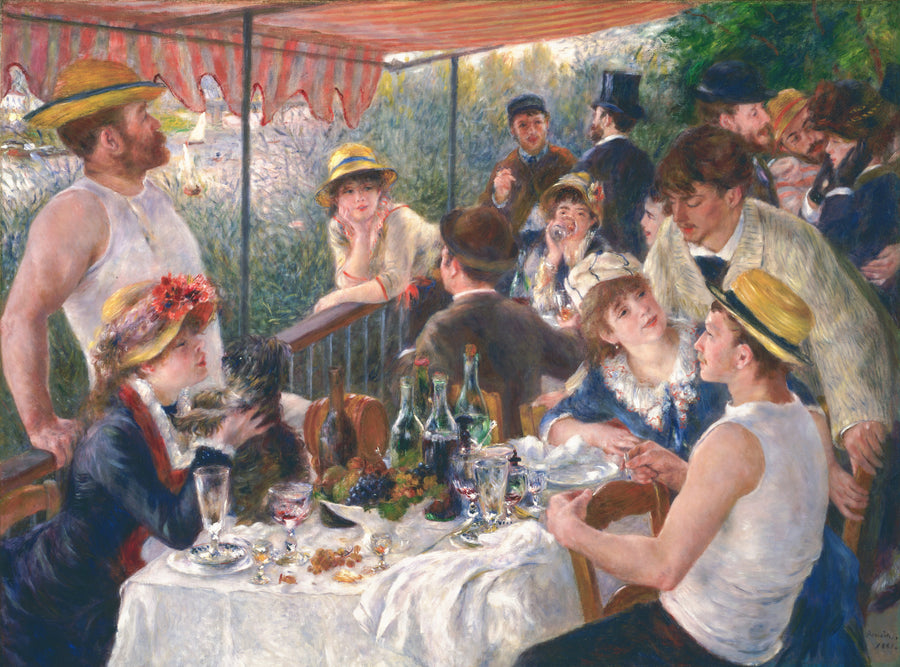 Pierre-Auguste Renoir — Luncheon of the Boating Party | Fine Art Print shown to scale on a wall above a sofa