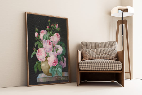 Pierre-Joseph Redouté — Pink Roses in a Vase | Botanical Illustration Print