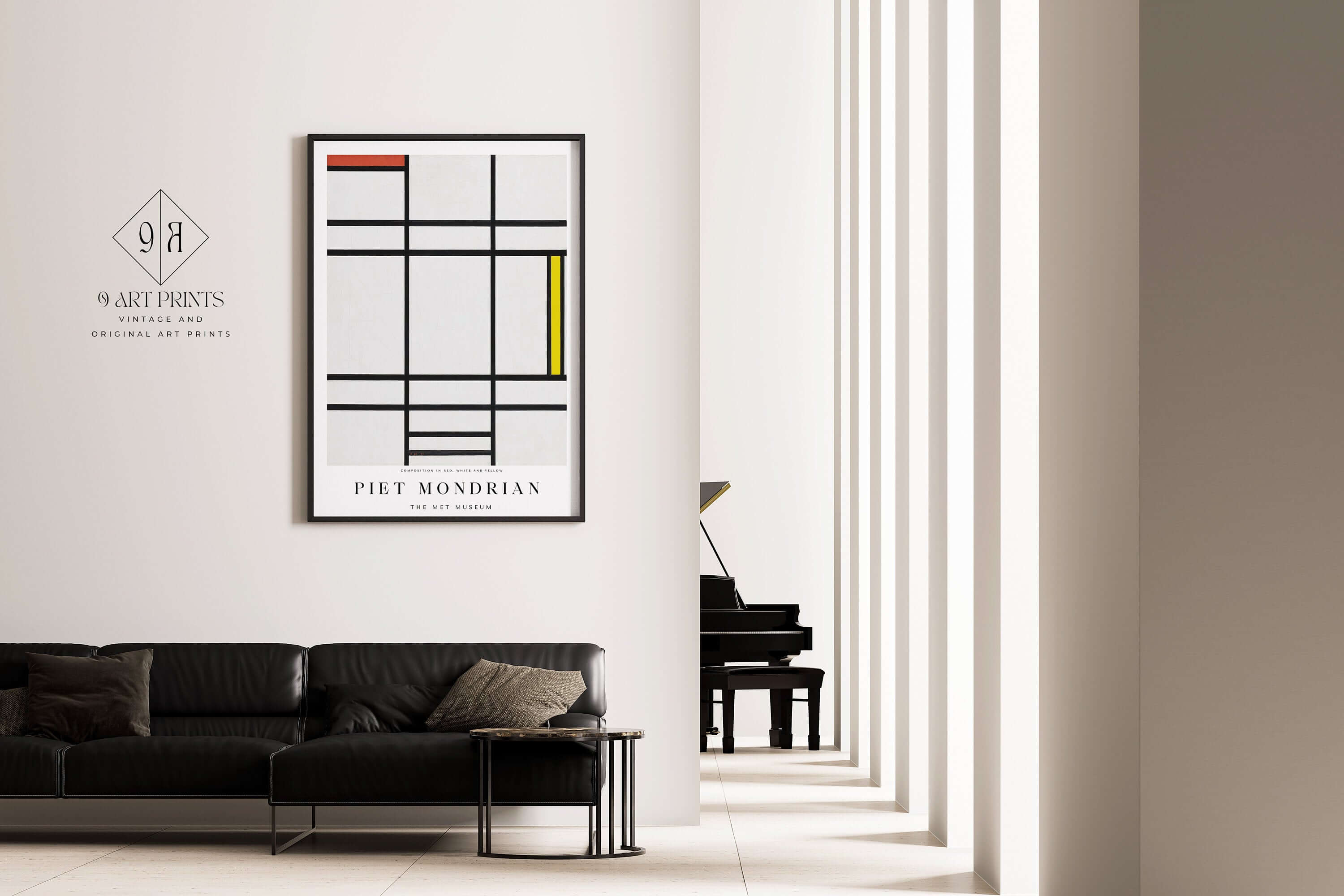 Piet Mondrian - Composition 1936 | Mid - Century Modern Art Print (available framed or unframed) - 9ArtPrints