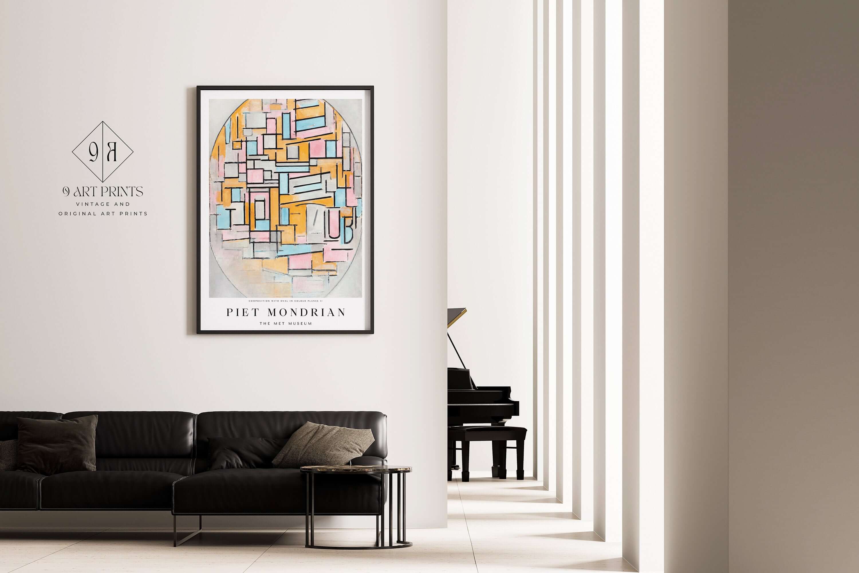 Piet Mondrian - Composition Oval | Mid - Century Modern Art Print (available framed or unframed) - 9ArtPrints