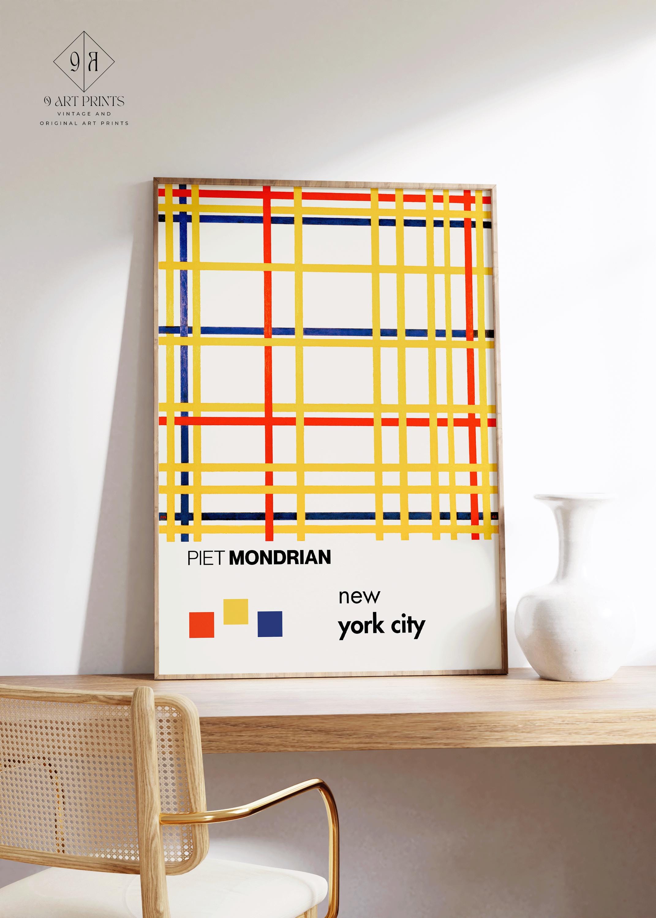 Piet Mondrian - New York City | The Perfect Mid - Century Modern Art Poster (available handframed or unframed) - 9ArtPrints