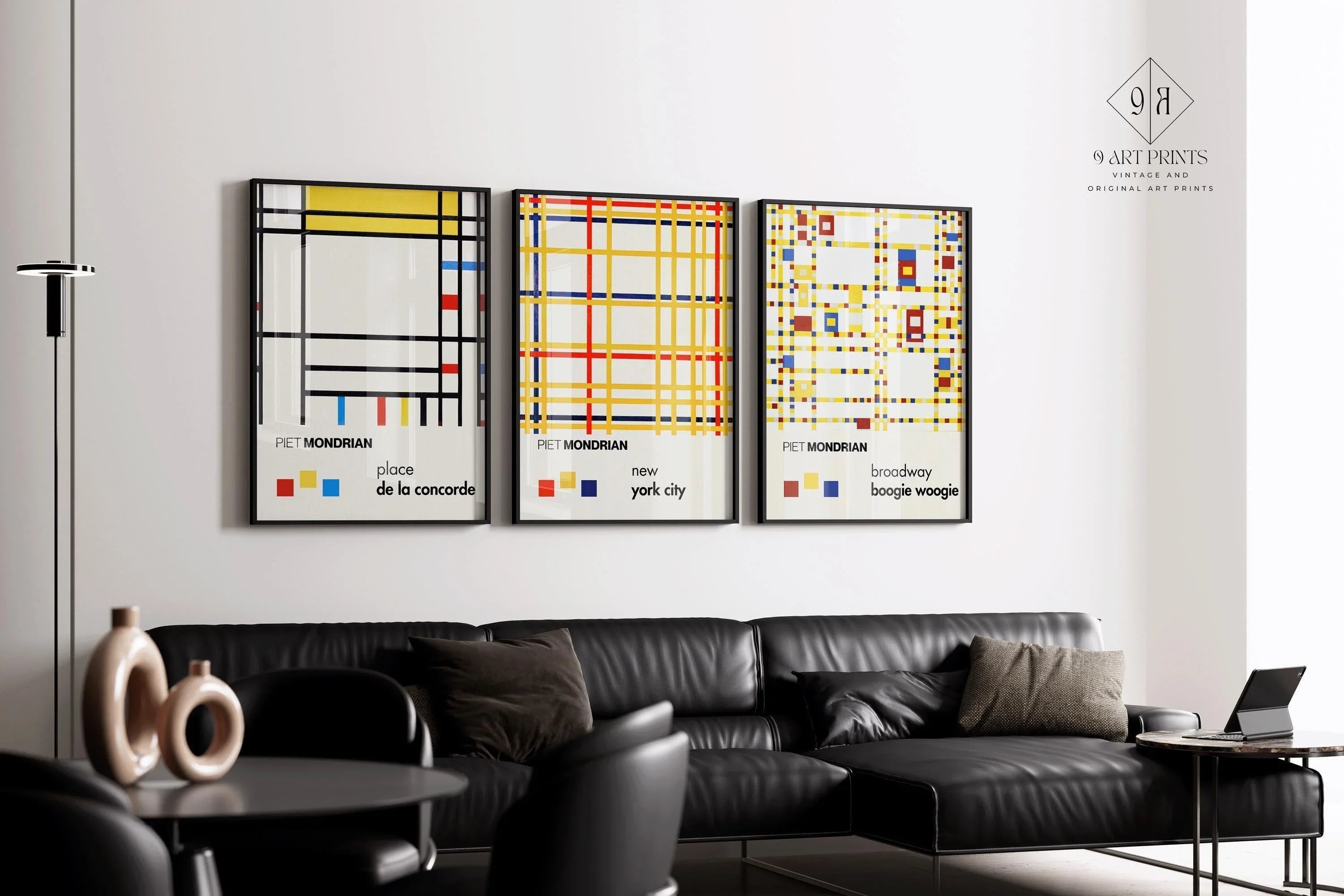 Piet Mondrian STATEMENT TRIO| New York City, Broadway & Concorde Mid - Century Modern Art Available Framed - 9ArtPrints