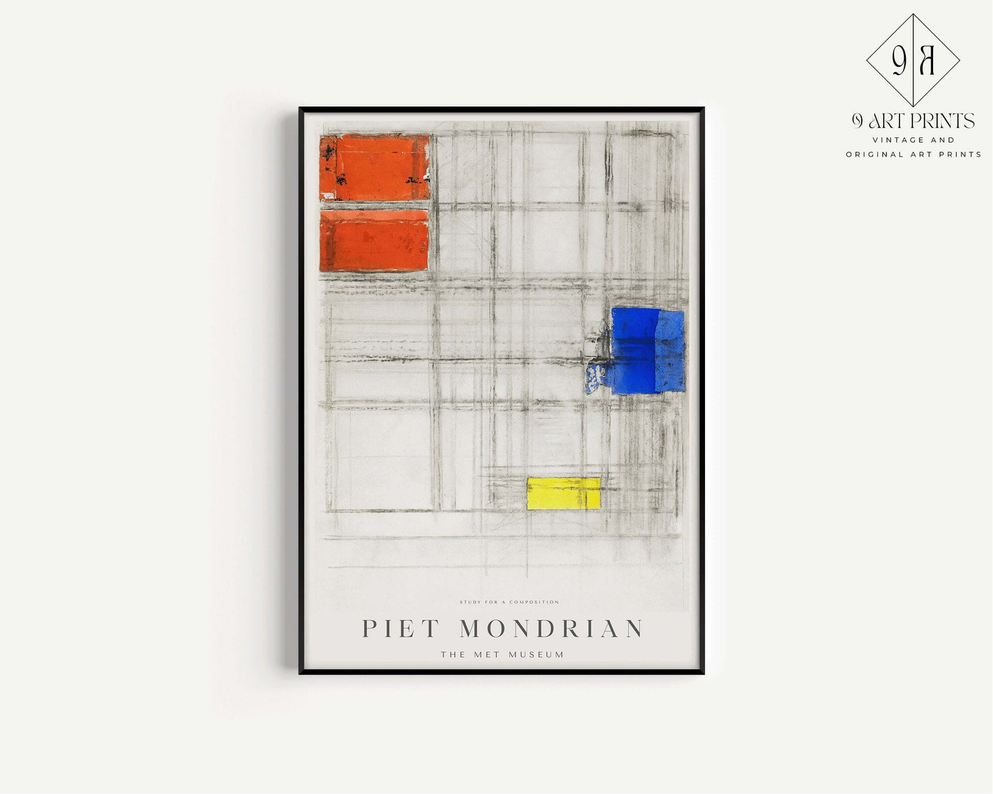 Piet Mondrian - Study for a Composition | Museum Poster (available framed or unframed) - 9ArtPrints