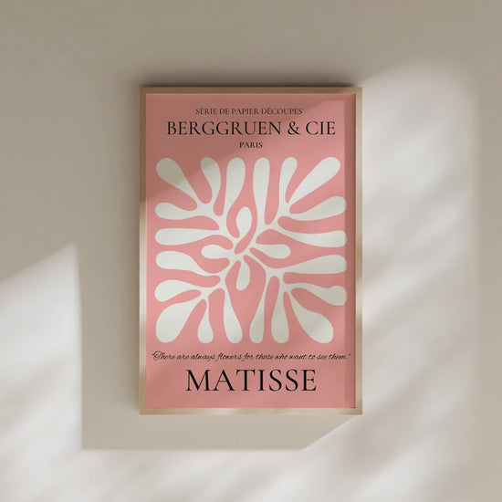 Henri Matisse - Leaf Poster Papier Decoupes | Exhibition Poster in Pink Famous Painting (available framed or unframed)