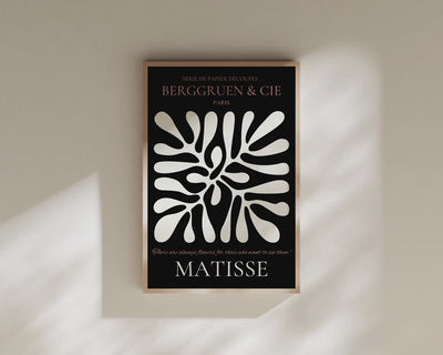Henri Matisse - Leaf Poster Papier Decoupes | Exhibition Poster in Black and Brown Famous Painting (available handframed or unframed)