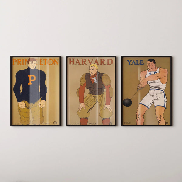 Edward Penfield — Statement Trio | Princeton, Yale & Harvard College Posters | Vintage Art Print