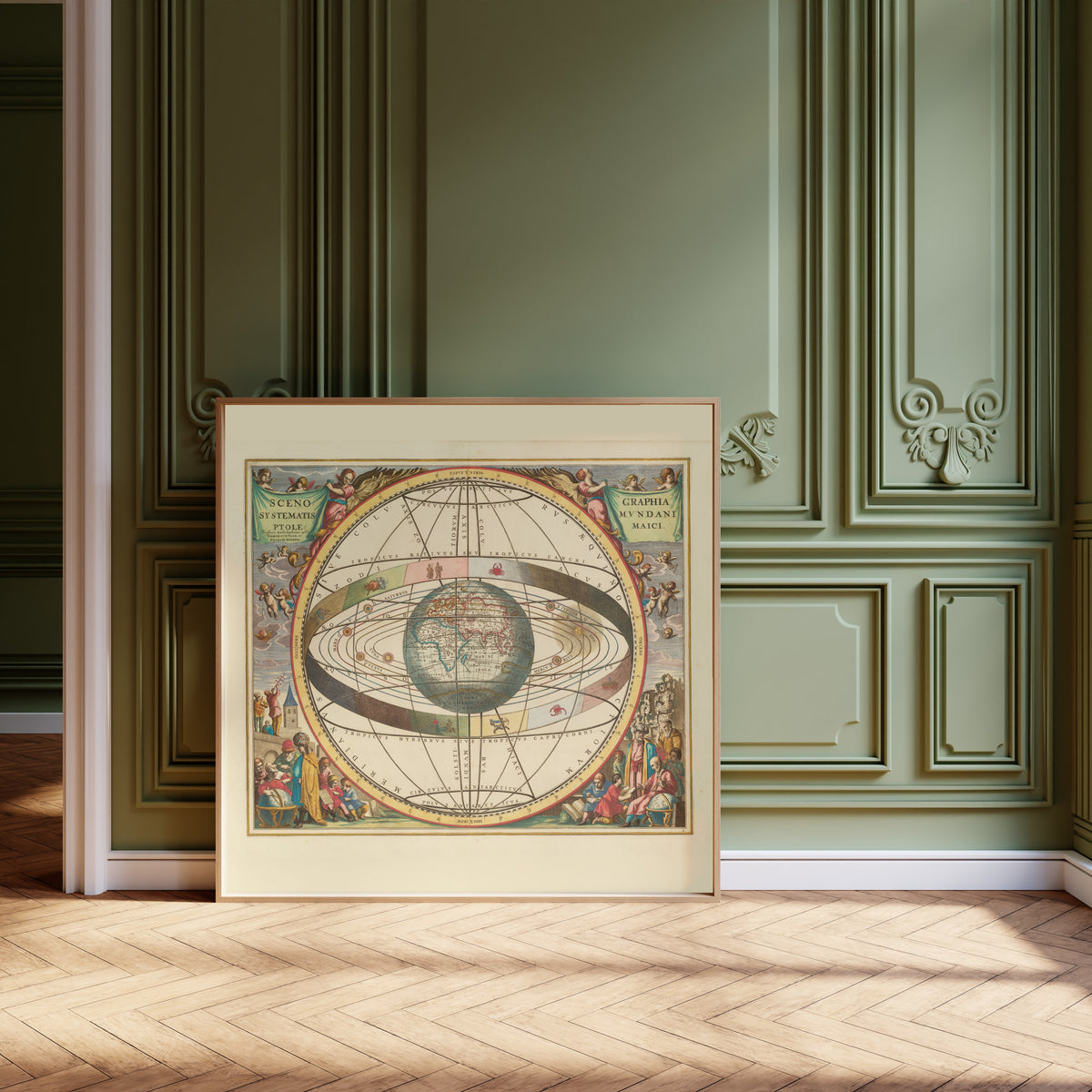 Andreas Cellarius — A Scenographic View of the Ptolemaic World System (Plate 2, Cream Colouring) | Celestial Map Print