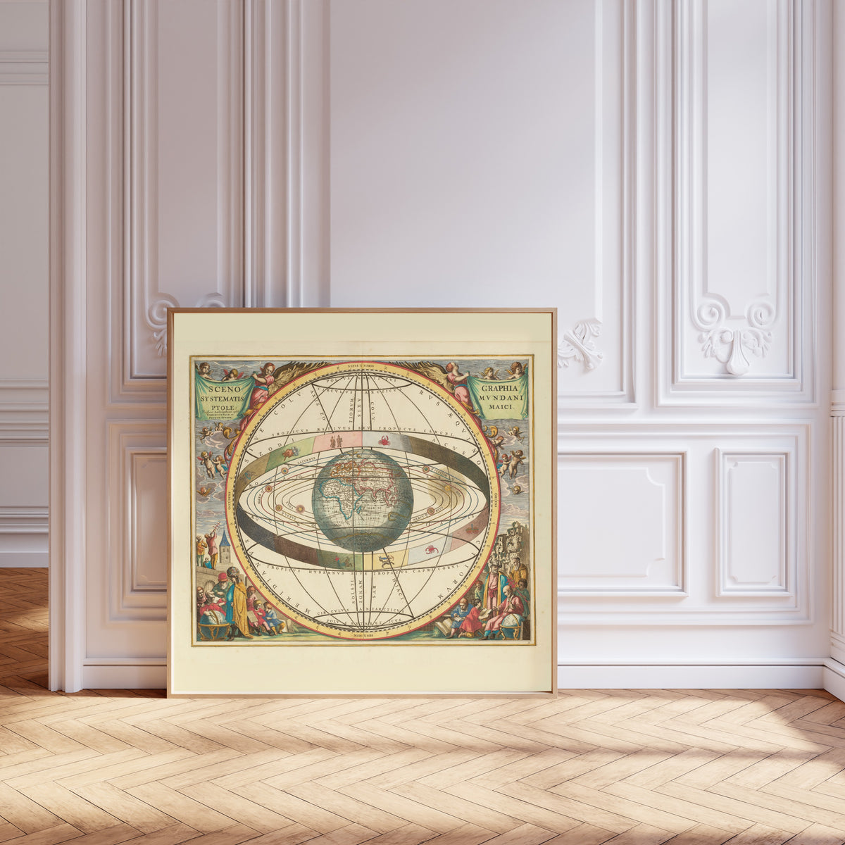 Andreas Cellarius — A Scenographic View of the Ptolemaic World System (Plate 2, Cream Colouring) | Celestial Map Print